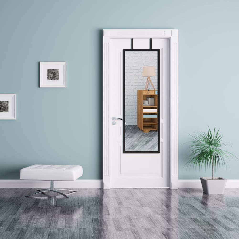 Edenseelake 2 Pack Full Length Wall Mirror - 14x48 Inch Over Door Mirror for Bedroom & Living Room - Black - Perfect for Home Decor, Outfit Checks & Space Enhancement