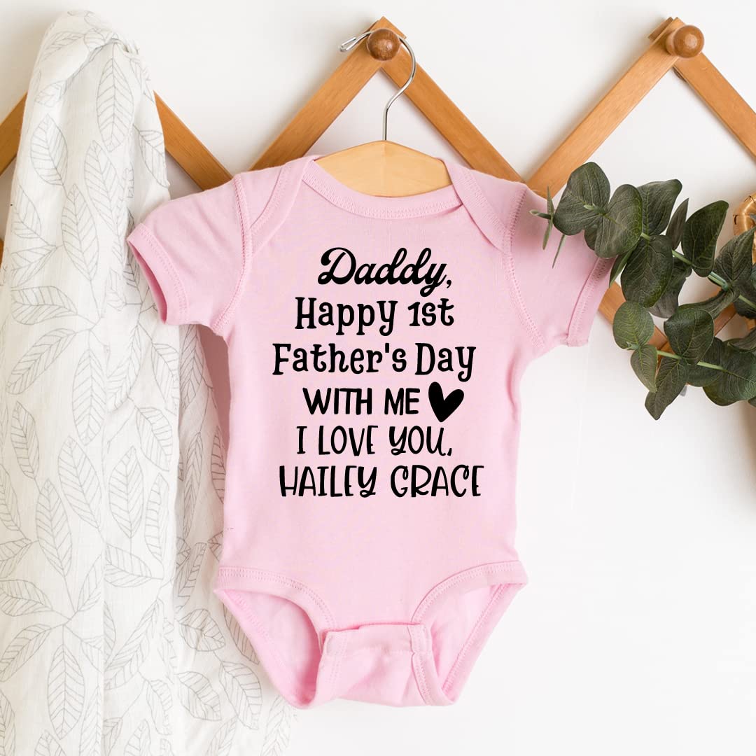 Personalized First Father's Day Onesie - 'Daddy's First Father's Day' Baby Boy Outfit, Custom Gift from Baby Girl, Daughter, Son or Wife | Perfect 1st Father's Day Celebration Outfit for New Dads & Special Family Moments