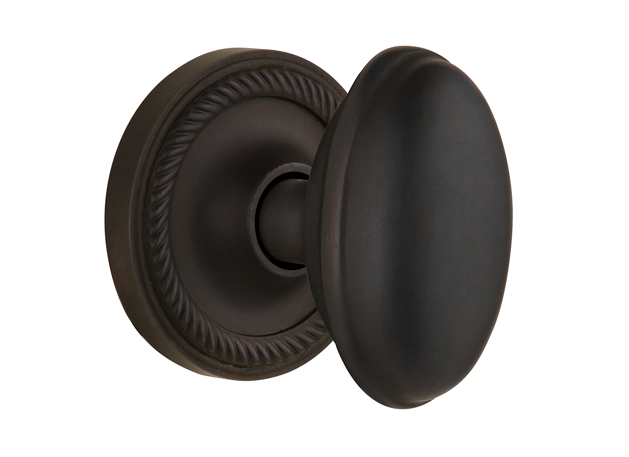 Vintage Rope Rosette with Homestead Knob - Double Dummy Set in Oil-Rubbed Bronze Finish | Classic Door Hardware for Farmhouse, Cottage & Rustic Home Decor