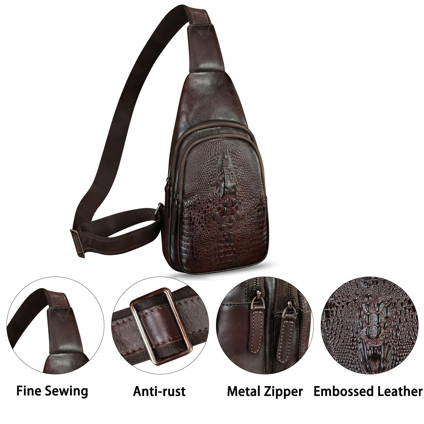 Genuine Leather Sling Bag for Women & Men - Real Leather Crossbody Backpack, Chest Purse & Shoulder Bag - Perfect for Travel, Work & Everyday Use