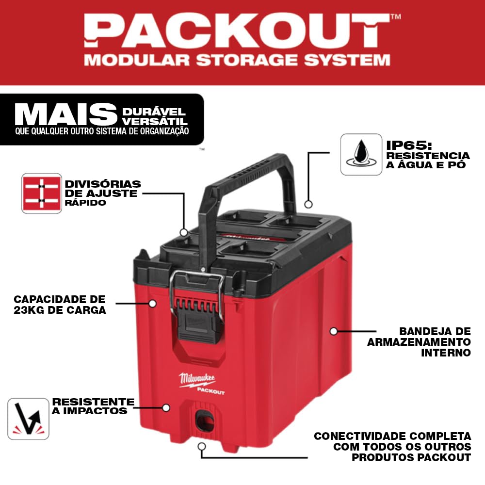 Milwaukee 48-22-8422 PACKOUT Compact Tool Box - Durable Portable Storage for Tools & Equipment | Perfect for Job Sites, Workshops & DIY Projects