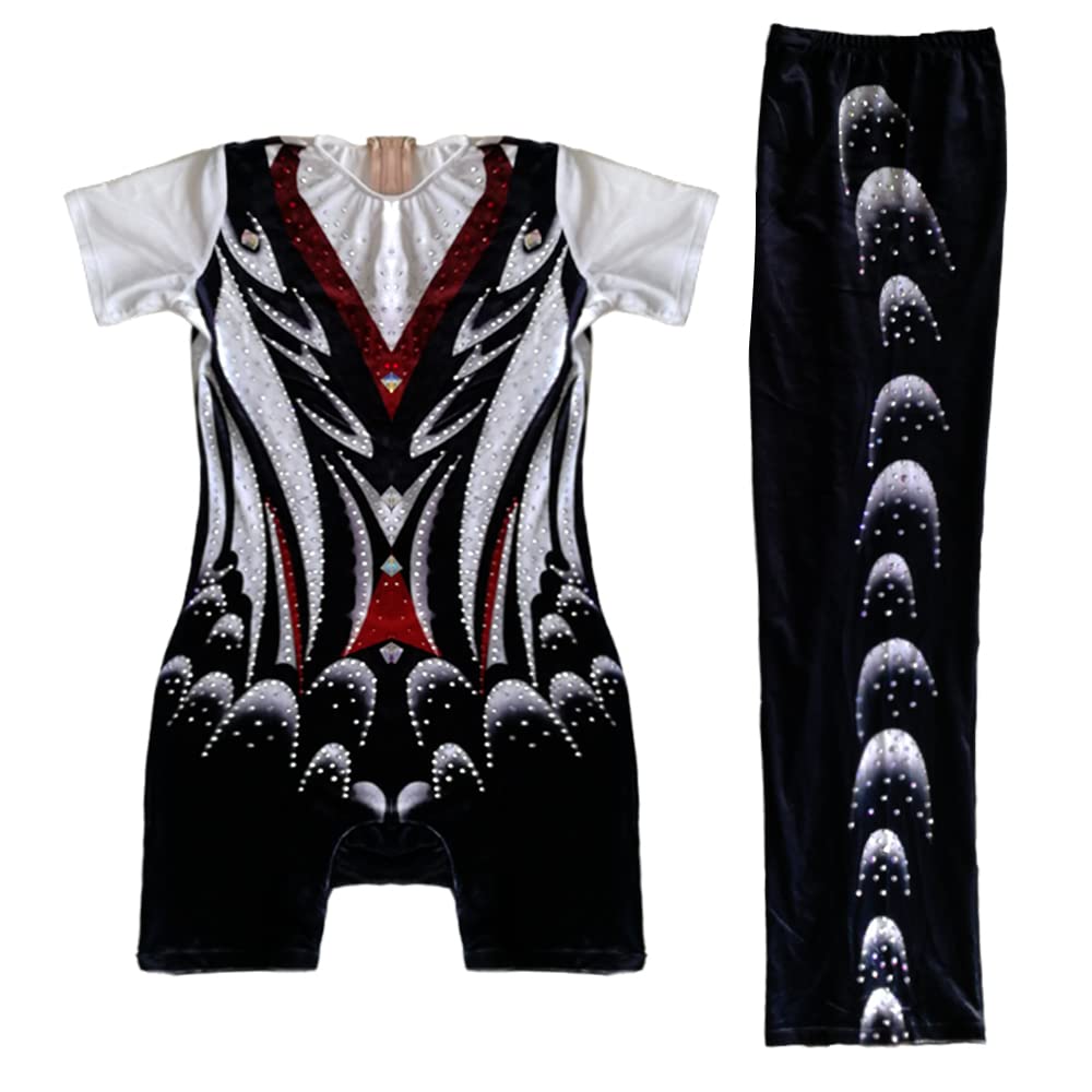 **LIUHUO Men's & Boys' Competitive Gymnastics Jumpsuit Set - Performance Dance Shorts for Training & Competition - Ideal for Gymnastics, Dance, and Athletic Performances**