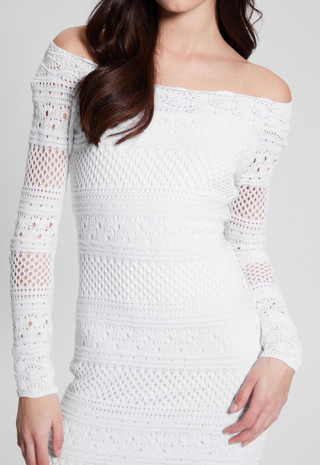GUESS Women's Long Sleeve Open Back Crochet Amelie Dress - Elegant Boho Summer Dress for Beach, Party & Date Night