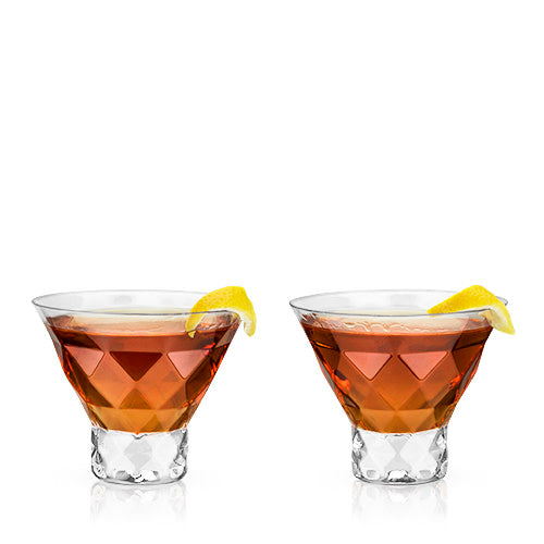 Premium Gem Crystal Martini Glasses Set of 2 - Elegant Stemware for Cocktails, Wine & Champagne - Perfect for Parties, Weddings & Home Bar Decor