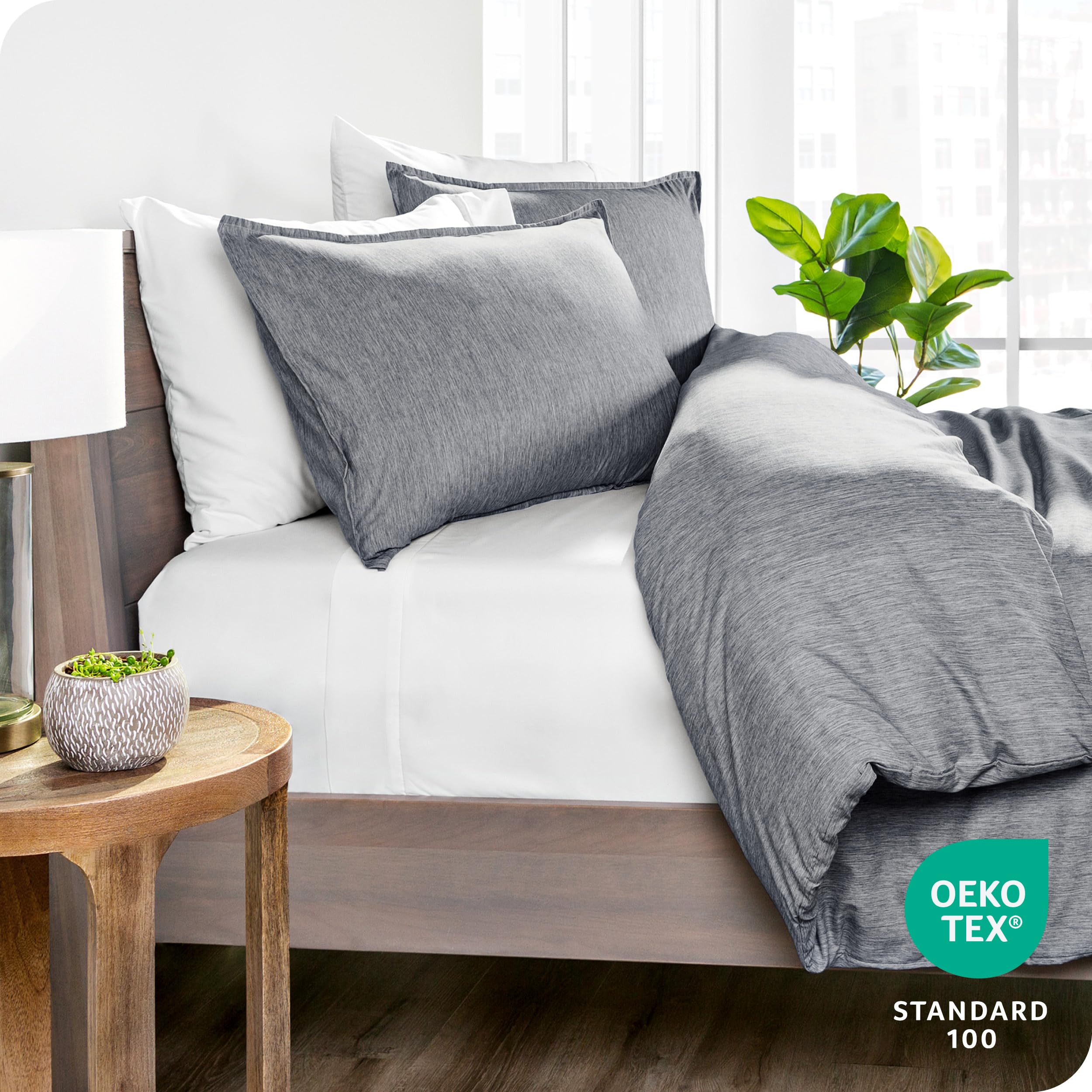 Premium 1800 Thread Count Super Soft Duvet Cover Set - King/California King Size - Lightweight & Breathable Heathered Charcoal Textured Bedding for All Seasons | Perfect for Master Bedroom, Guest Room & Luxury Hotels