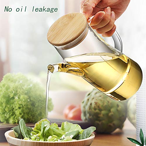 25 oz Olive Oil Dispenser Bottle with Handle - Clear Glass Non-Drip Kitchen Container for Oil & Vinegar - Leakproof Design Perfect for Cooking, Salad Dressing & Baking