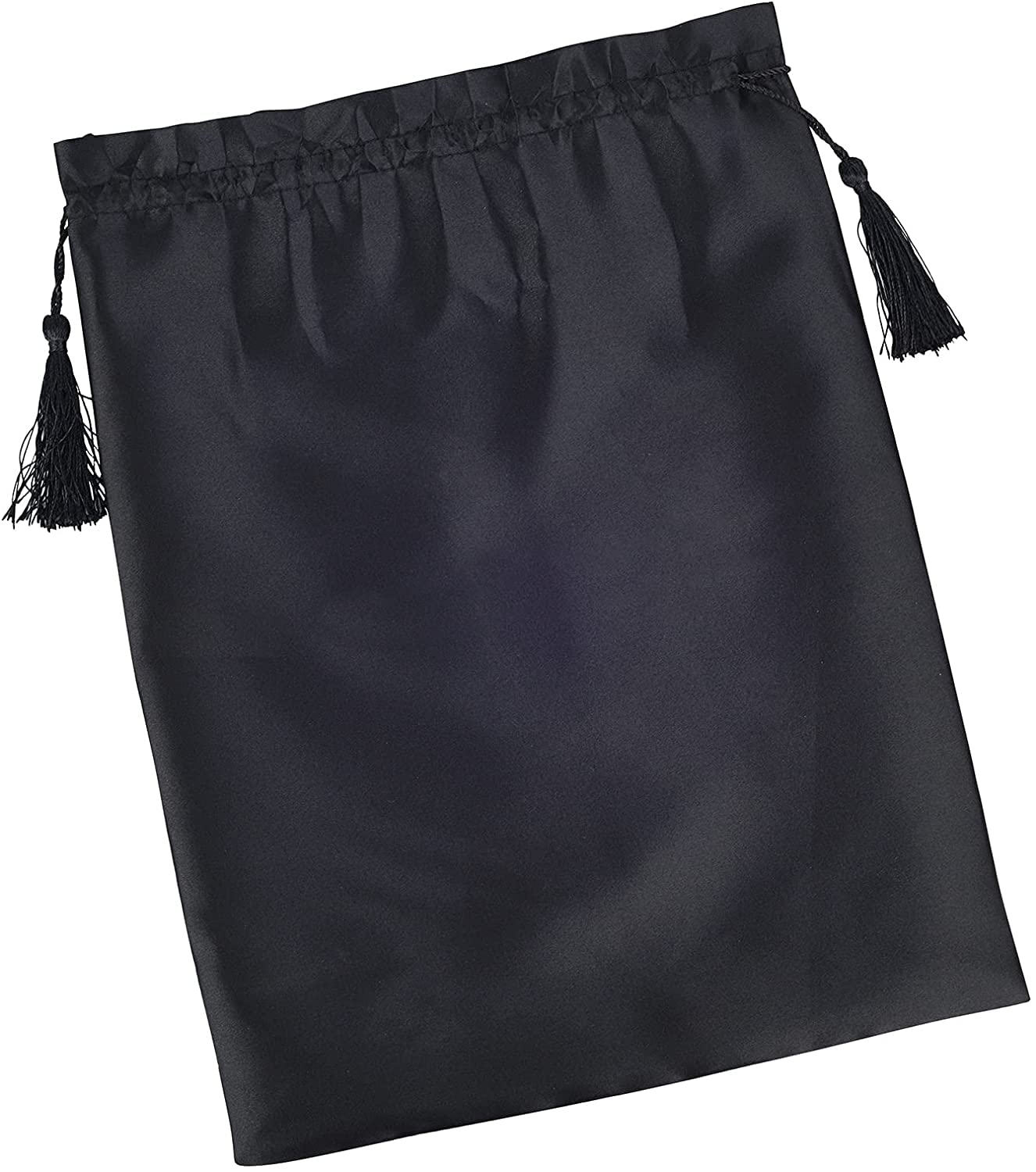 10 Pieces Black Satin Wig Bags with Drawstring Tassels - Silk Hair Storage Bags for Wigs, Hair Extensions & Bundles - Perfect for Travel, Packaging & Organizing Hair Accessories