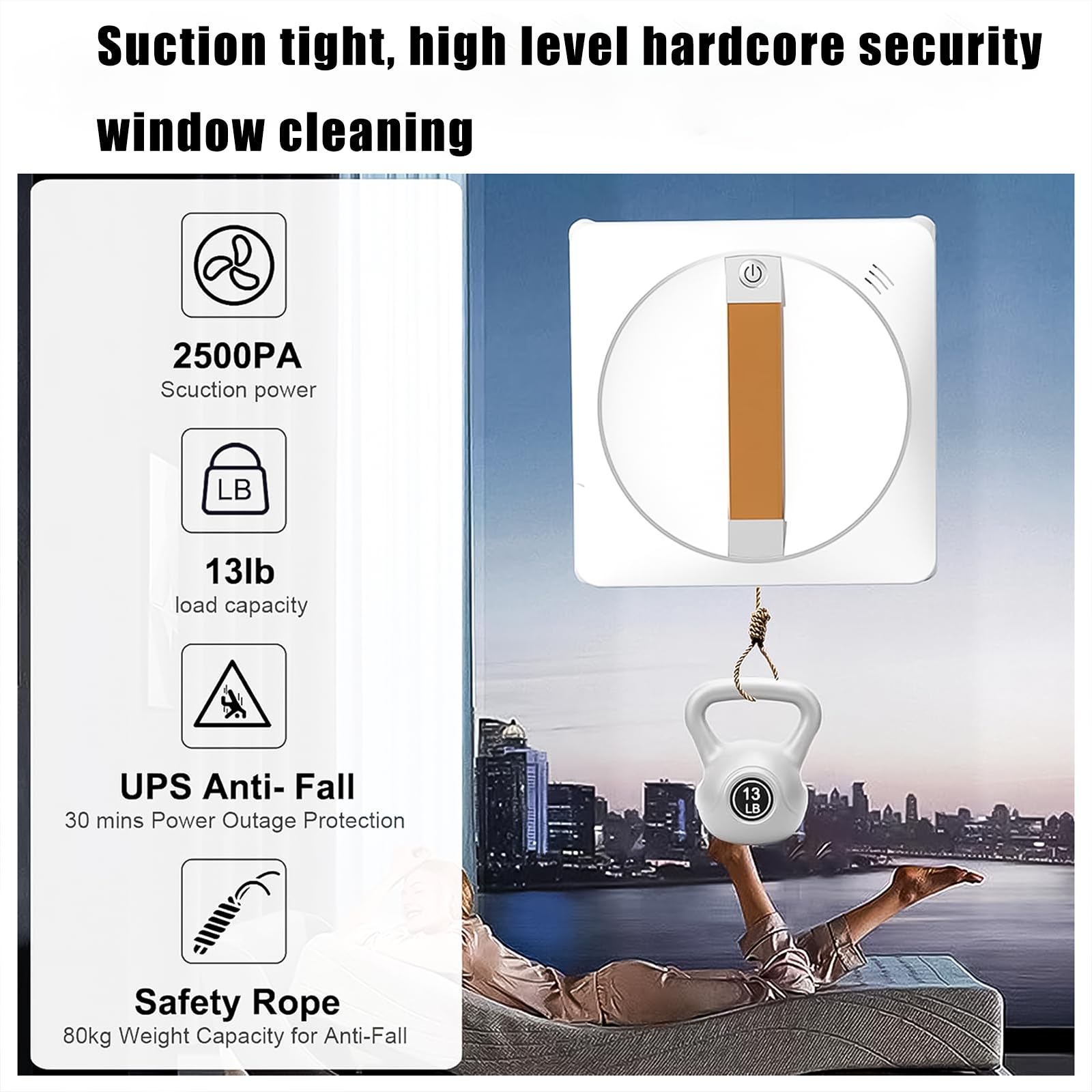Electric Window Cleaning Robot Kit with Two-Way Water Spray & 2500PA Suction - Smart High-Rise Outdoor Window Cleaner for Home & Office Use