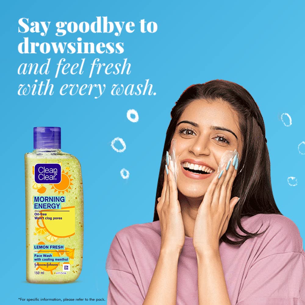 Clean & Clear Morning Energy Lemon Fresh Facial Cleanser - 100ml for Oily & Acne-Prone Skin | Refreshing Morning Skincare Routine