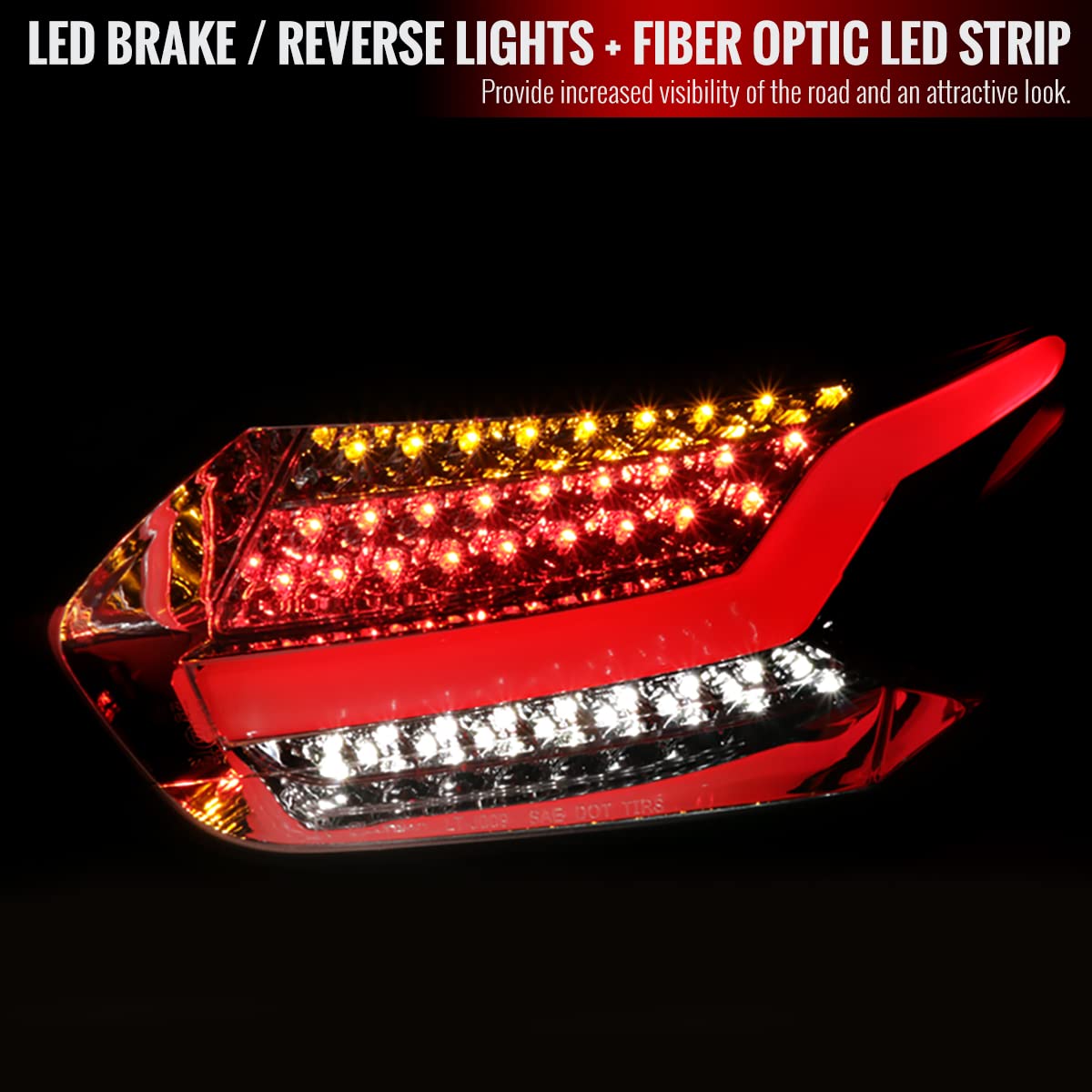 Fits 15-18 Hatchback LED Clear Parking Tail Lights & Rear Brake Lamps Pair - Upgrade Your Car's Style & Safety for Night Driving & Parking