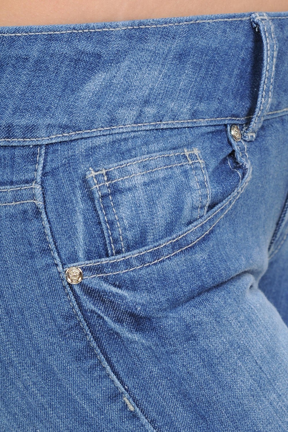 Jack David Women's Plus Size Ripped Destroyed Blue Denim Distressed Stretch Jeans - Comfortable High Waisted Skinny Pants for Casual Wear & Street Style Outfits