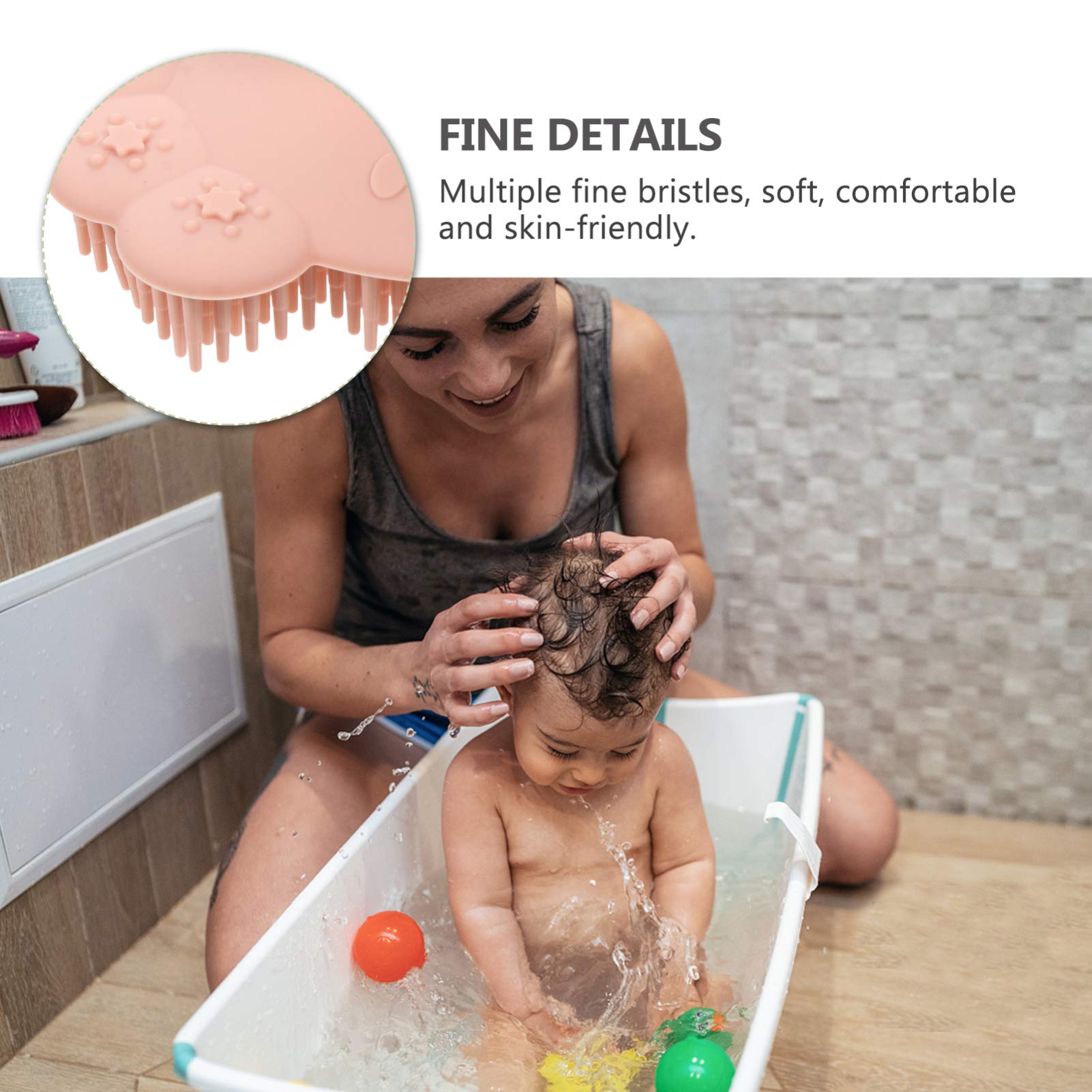 Pink Silicone Scalp Massager Brush - Gentle Shampoo & Scalp Care Brush for Kids & Adults - Perfect for Relaxing Head Massage & Hair Washing at Home or Salon