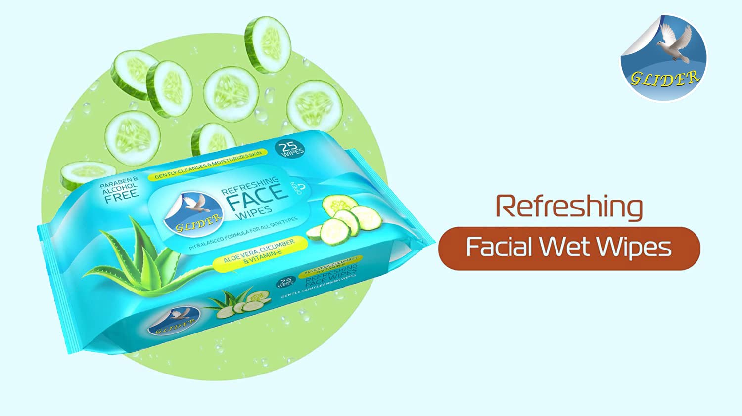 Hydrating Facial Cleansing Wipes with Cucumber, Aloe Vera & Vitamin E - Gentle Makeup Remover Wipes for All Skin Types | 25 Count (Pack of 6, 150 Wipes Total) | Perfect for Travel, Gym & Daily Skincare Routine