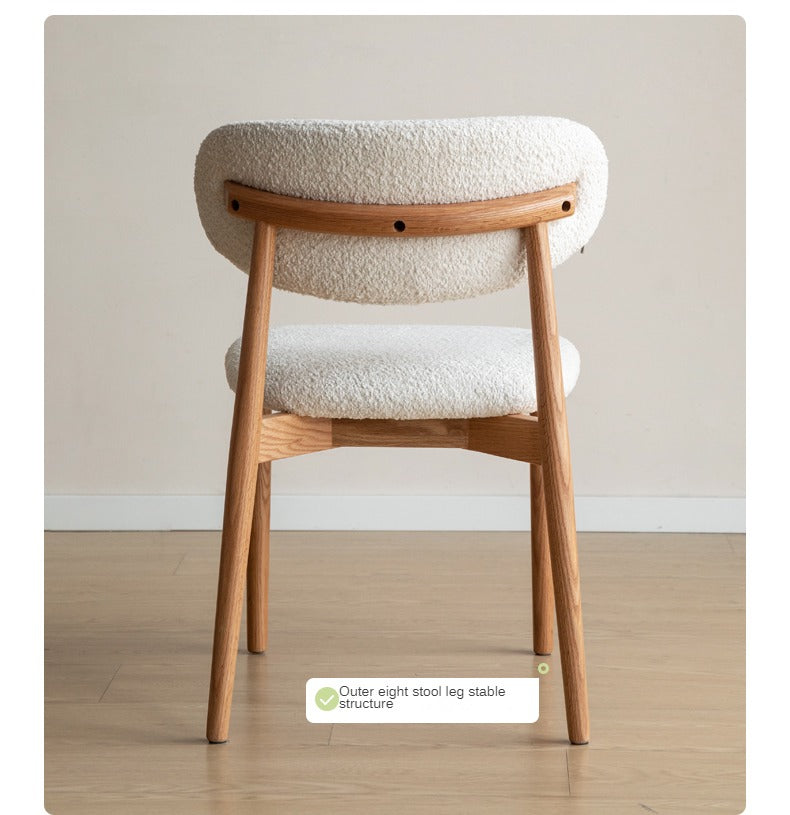 Solid Oak & Ash Wood Dining Chair with Lamb Velvet Cloud Cotton Upholstery - Comfortable Modern Farmhouse Style Seating for Kitchen, Dining Room & Breakfast Nook