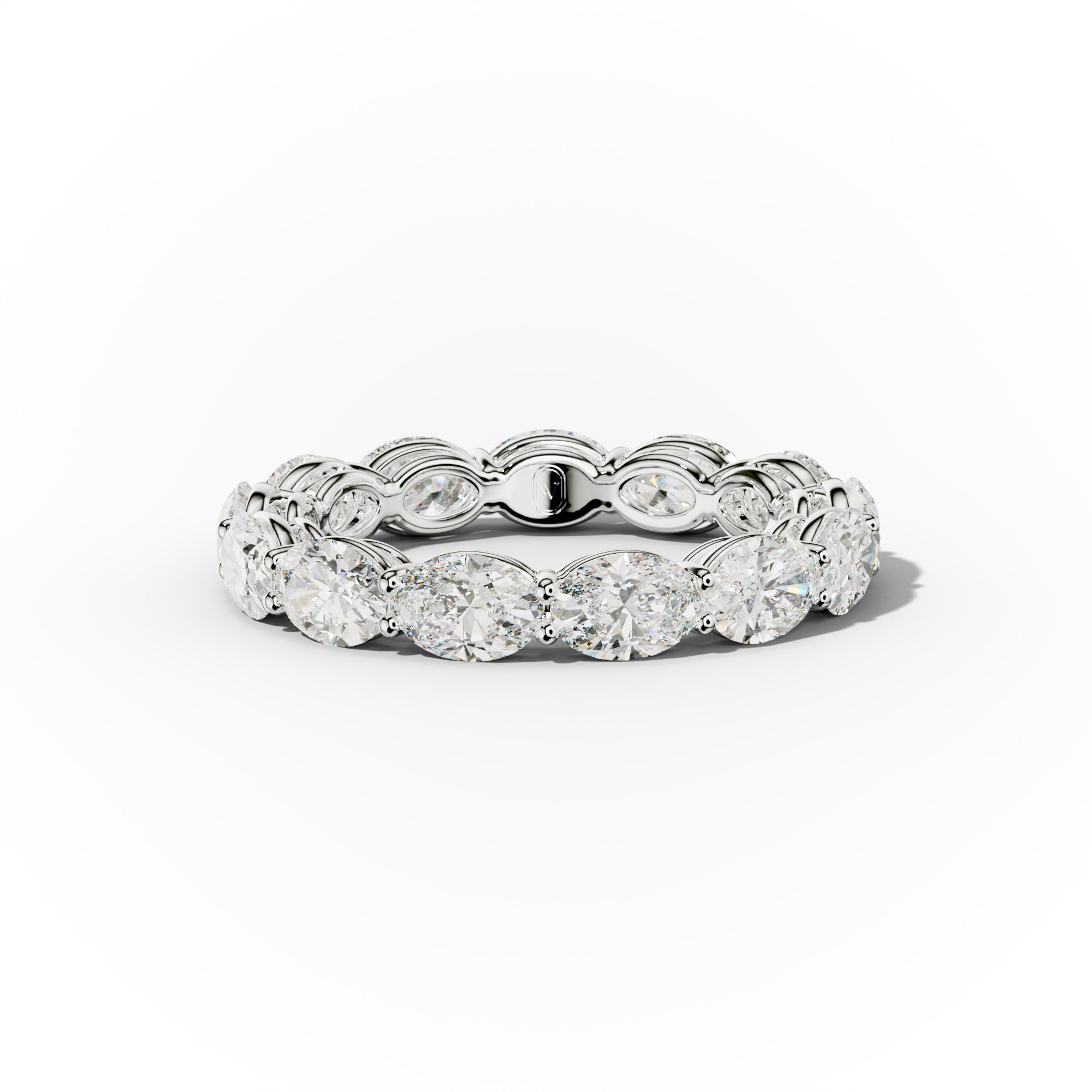 3.0 Carat East West Oval Cut Diamond Eternity Band for Women - Wedding, Anniversary & Engagement Ring - 14K White Gold Bridal Jewelry Gift