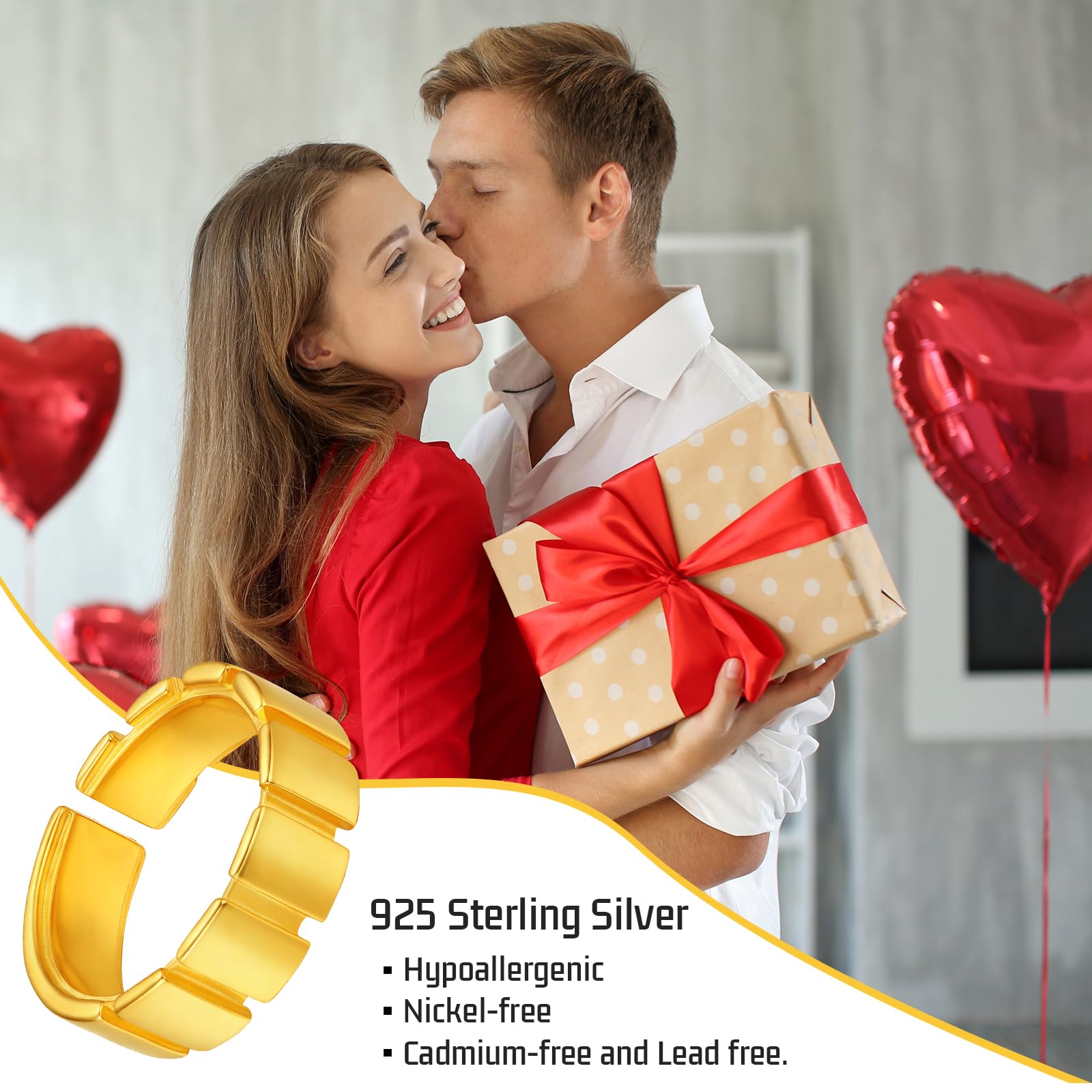 Midir&Etain 925 Sterling Silver Adjustable Rings for Women - Hypoallergenic Gold & Rose Gold Jewelry for Sensitive Skin | Perfect for Weddings, Anniversaries & Everyday Elegance