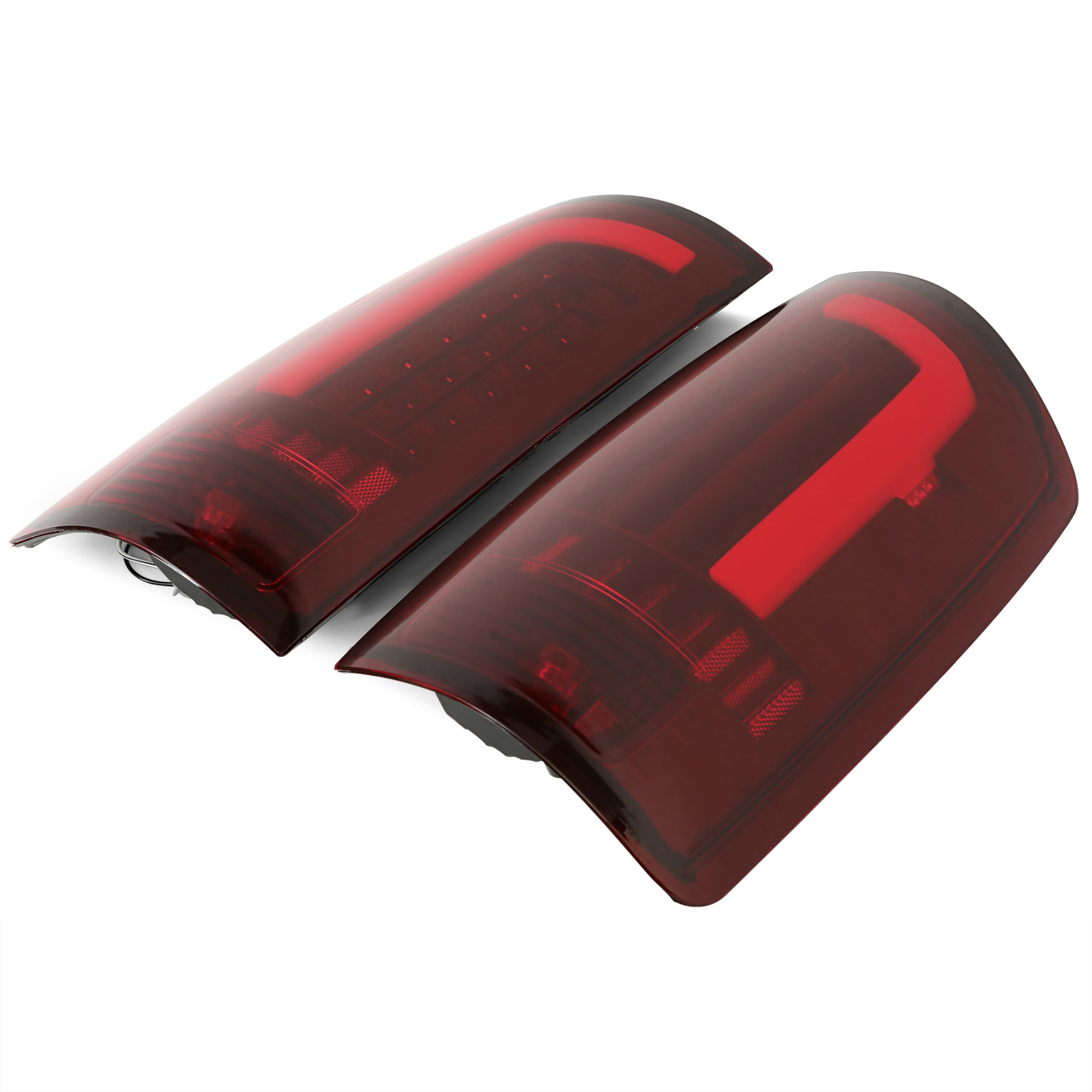 HECASA LED Tail Lights Assembly for 2002-2006 Dodge Ram 1500/2500/3500 - Red Lens Chrome Housing LED Tube Bar Rear Brake Turn Signal Lamps (Pair) | Upgrade Your Truck's Style & Safety for Night Driving & Towing