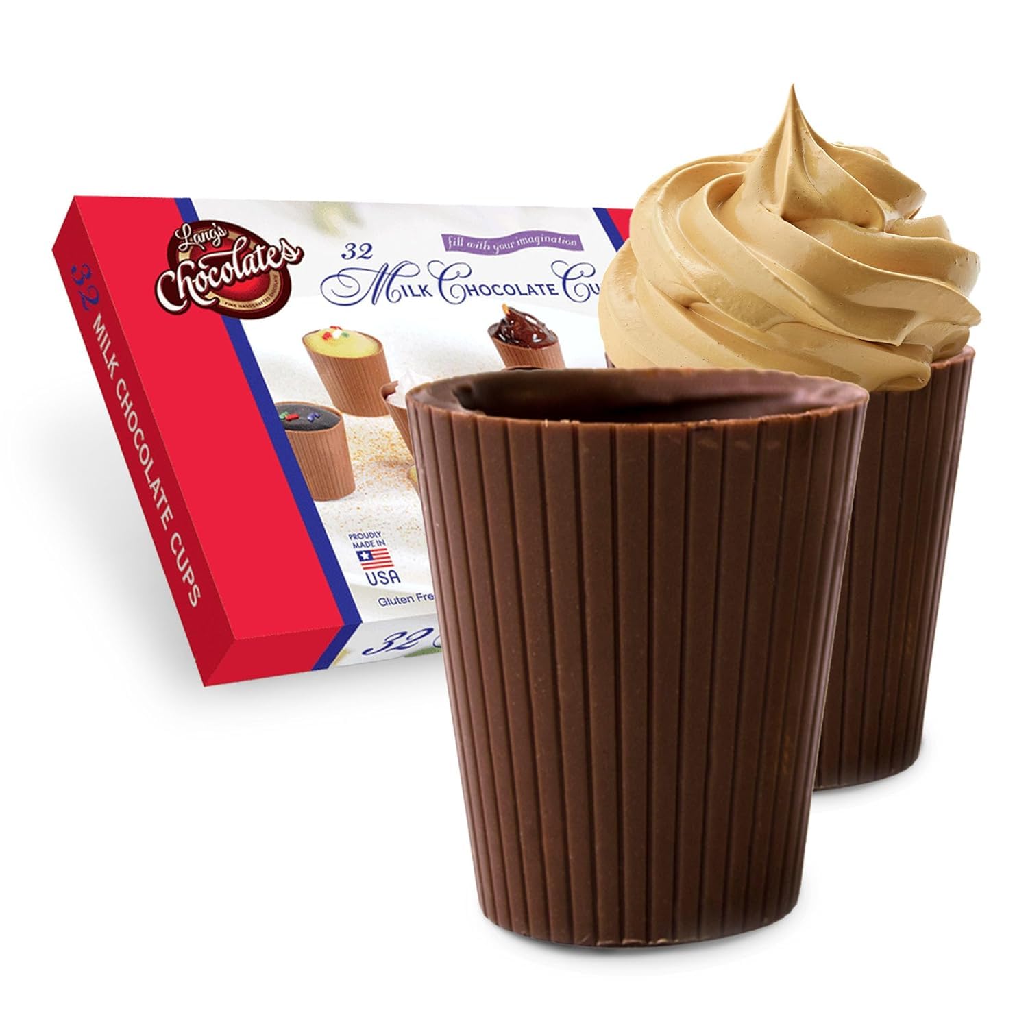 Lang's Chocolates Milk Chocolate Cups - Gluten-Free & Kosher Certified - 64 Count - Ideal for Desserts, Entertaining & Gift Giving - Perfect with Mousse, Liqueur or Coffee Pairings