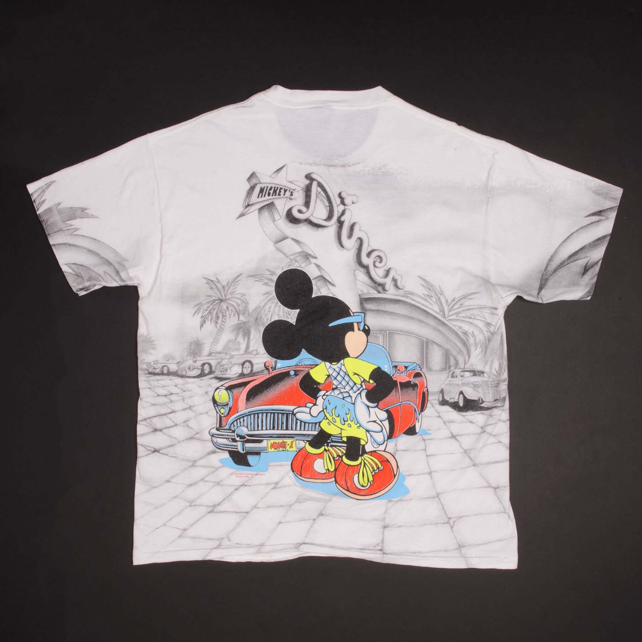 Vintage Disney Mickey Mouse All Over Print T-Shirt Large - 1990s USA Made - Casual Wear & Retro Fashion for Men & Women