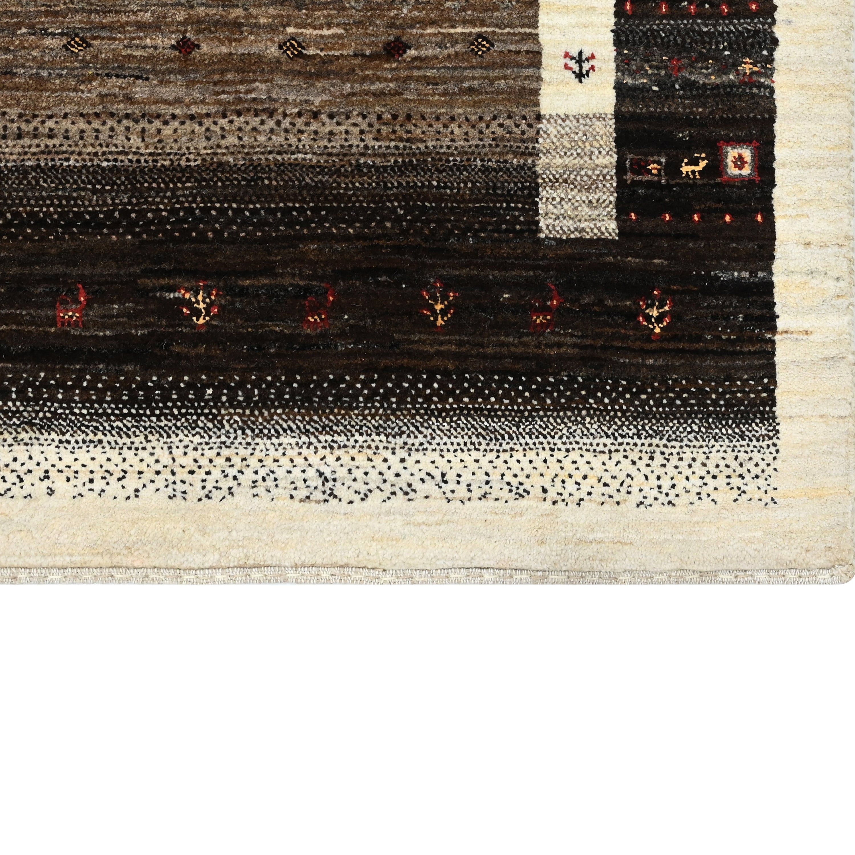 Handmade Brown Traditional Gabbeh Wool Rug 5'7