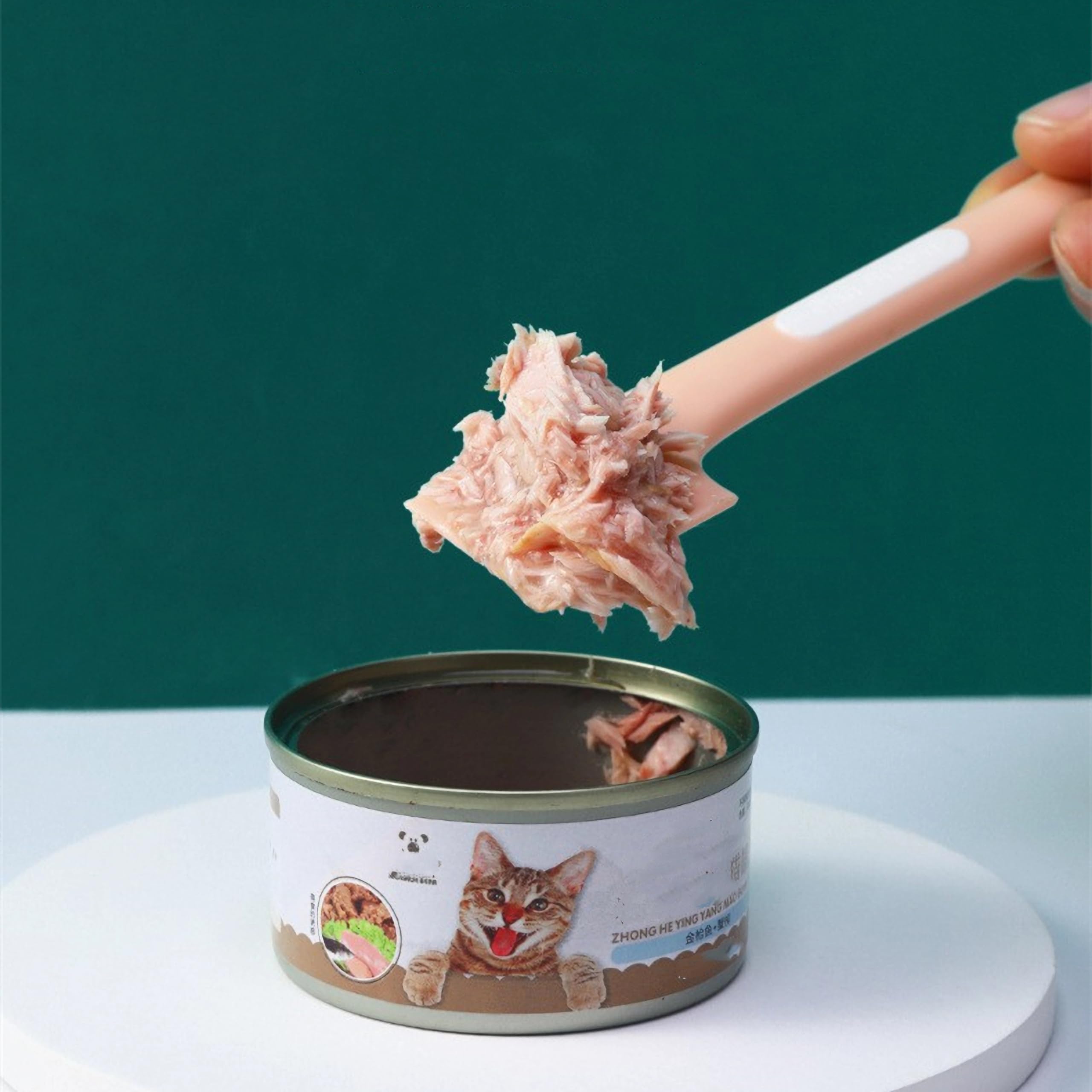 Upgraded Cat Food Spoon with Lid - 2 Sets for Wet Pet Food - Perfect for Mess-Free Feeding