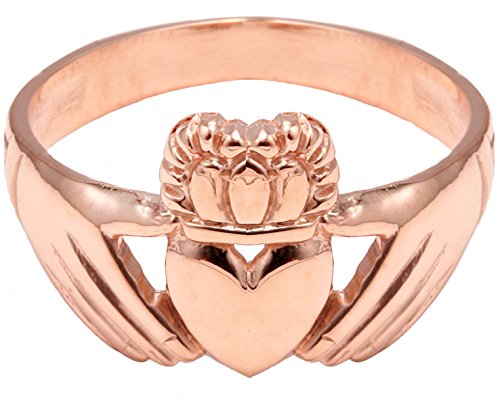 14K Rose Gold Claddagh Ring - High Polish Finish for Women, Irish Wedding & Engagement Ring, Celtic Love & Friendship Jewelry Gift - Perfect for St. Patrick's Day, Anniversaries & Special Occasions