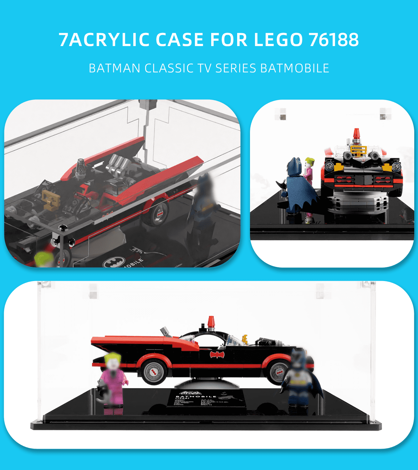 Lego Batman Classic TV Series Batmobile 76188 Display Case - Clear Acrylic Showcase for Collectible Building Sets - Perfect for Home Decoration, Office Display & Gift Giving