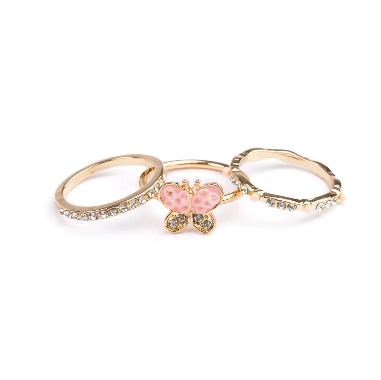 Great Pretenders Boutique Butterfly Garden Ring Set for Kids - Colorful Floral Costume Jewelry for Dress Up, Tea Parties & Pretend Play