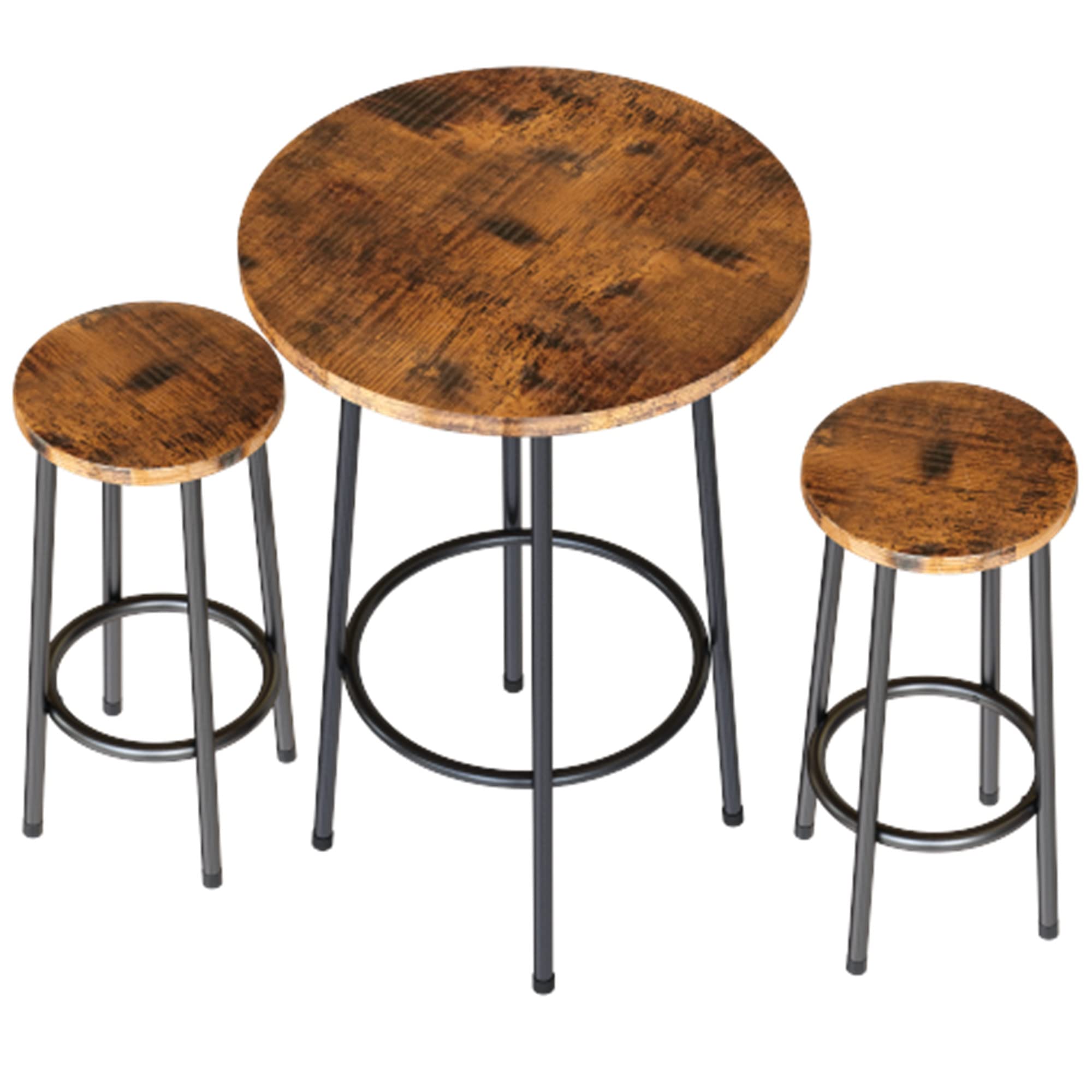 DKLGG 3-Piece Round Bar Table Set with Stools - Counter Height Bistro Dining Table & Chairs for Breakfast, Restaurant, Living Room, Party - Space Saving Pub Furniture for Small Spaces, Kitchen, Cafe & Outdoor Patio