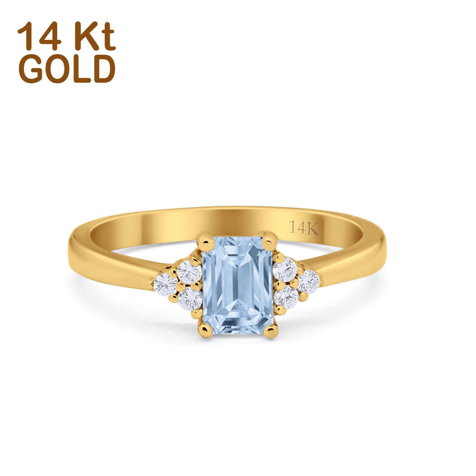 OMRANII Radiant Cut Marquise Style Statement Wedding Engagement Ring - 14K Yellow Gold Cubic Zirconia Solitaire for Women | Perfect for Proposals, Anniversaries & Special Occasions