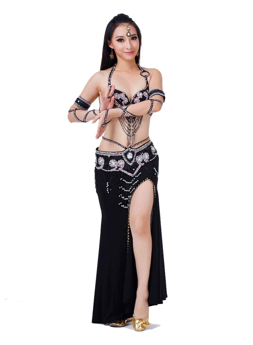 Exquisite Arabian Belly Dance Costume Set - Hand-Beaded Performance Outfit for Professional Dancers | Perfect for Stage Shows, Cultural Events & Dance Competitions