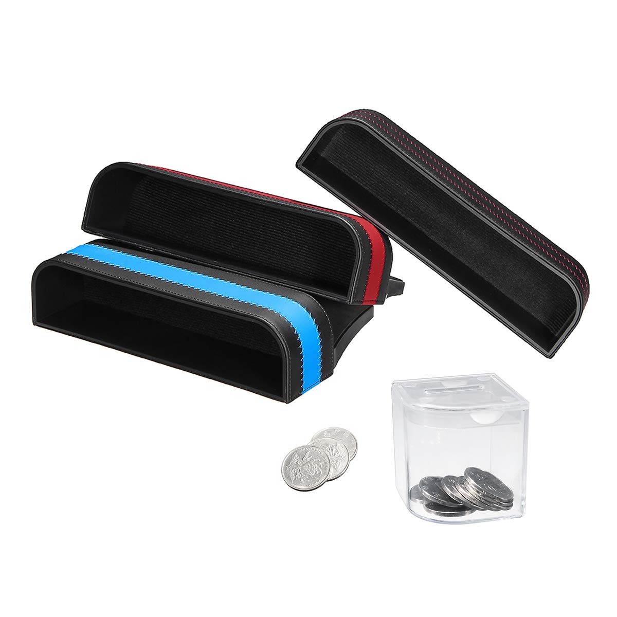 Universal Car Seat Gap Organizer - Leather Storage Box with Phone Holder & Coin Pocket for Phones, Keys, Cards (Red) - Perfect for Sedans, SUVs & Trucks