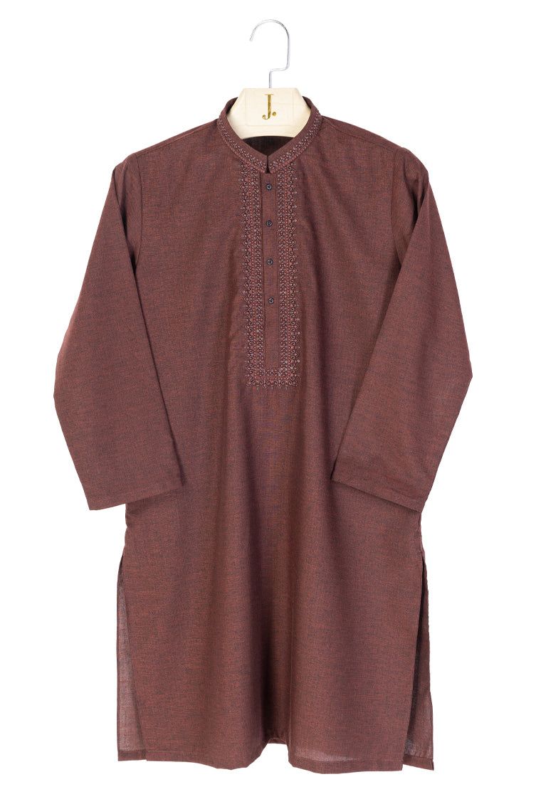 Stylish Blended Red Kurta by J. Junaid Jamshed - Elegant Pakistani Traditional Wear for Festivals & Special Occasions