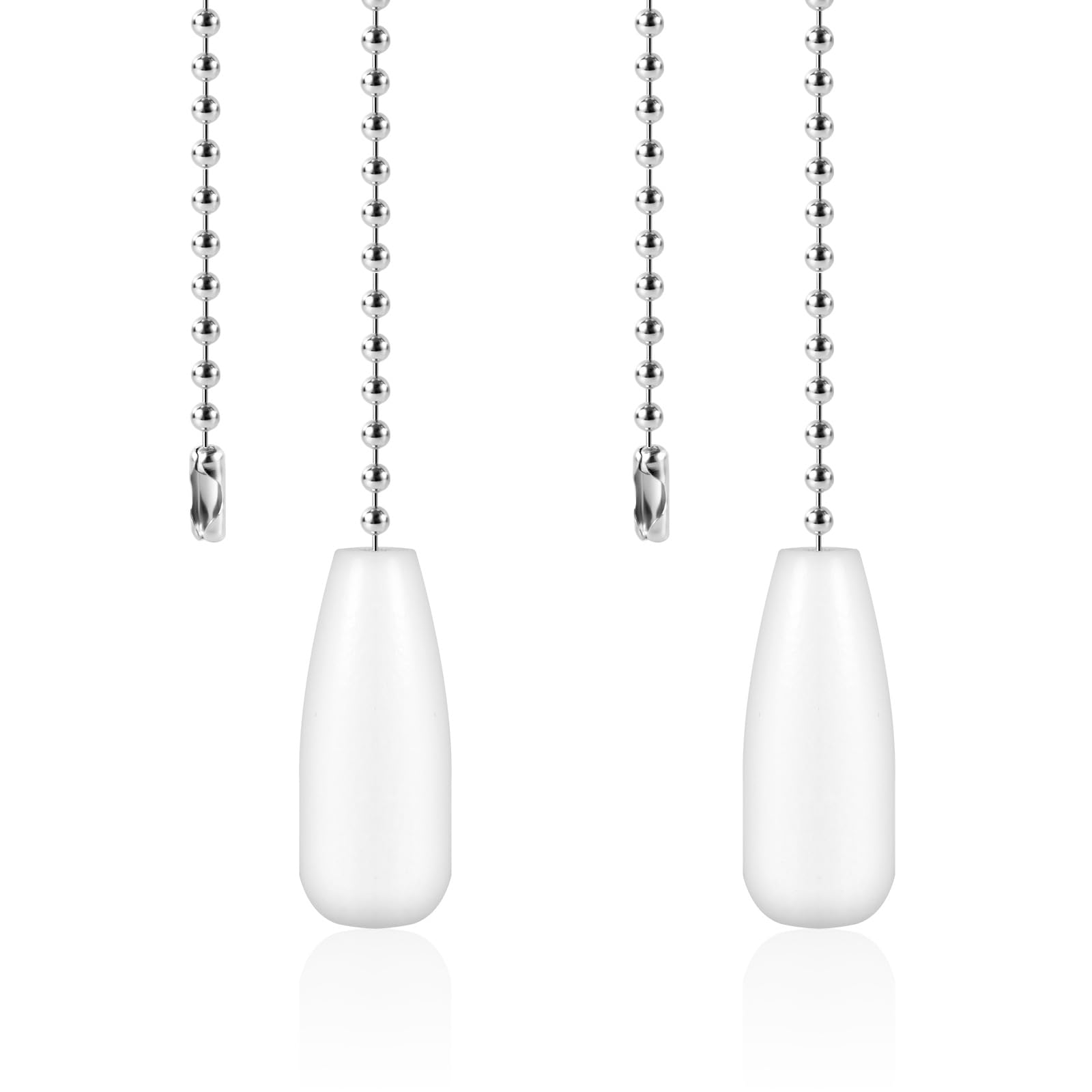 2PCS 13 Inch Ceiling Fan Pull Chain Extenders - Wooden Beaded Ball Light Pull Chain Extension for Ceiling Fan & Lamp (White) | Easy Reach Control for Bedroom, Living Room & Office Lighting