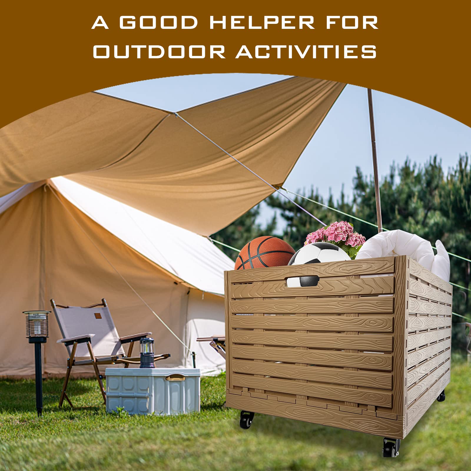 Heavy Duty Collapsible Rolling Crate with Wheels - 440lbs Capacity Foldable Storage Bin, Plastic Moving Dolly Cart for Travel, Shopping, Luggage & Office Use - Removable 360° Swivel Wheels - Perfect for Home Organization, Warehouse Storage & Furniture Moving