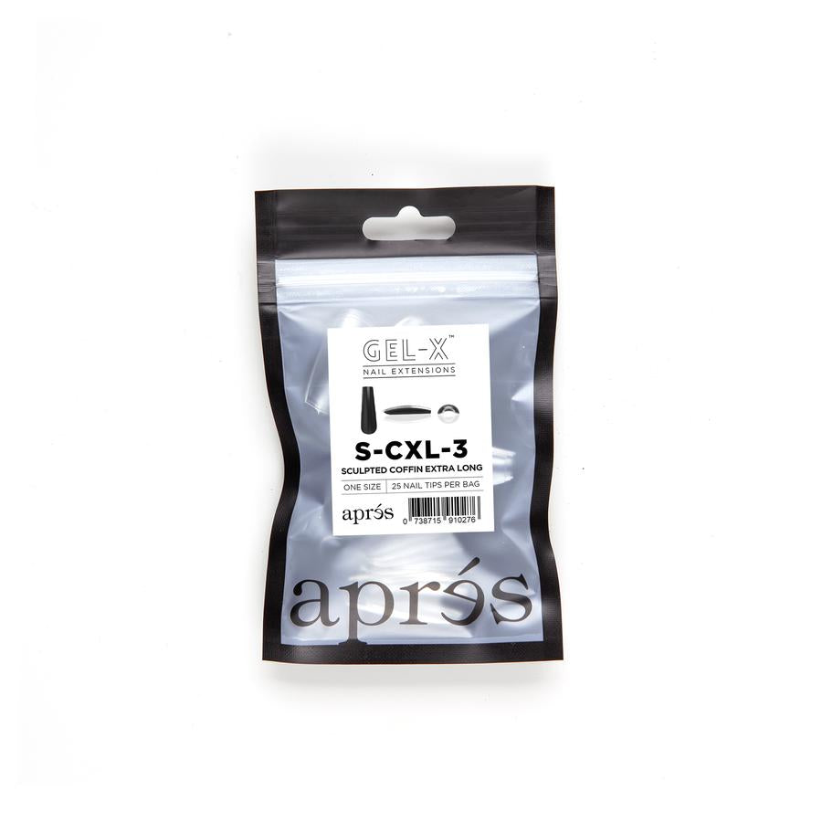 Apres Gel X Sculpted Coffin Extra Long Refill Tips - Size #0 & #9 - Perfect for Nail Extensions & Salon Professionals