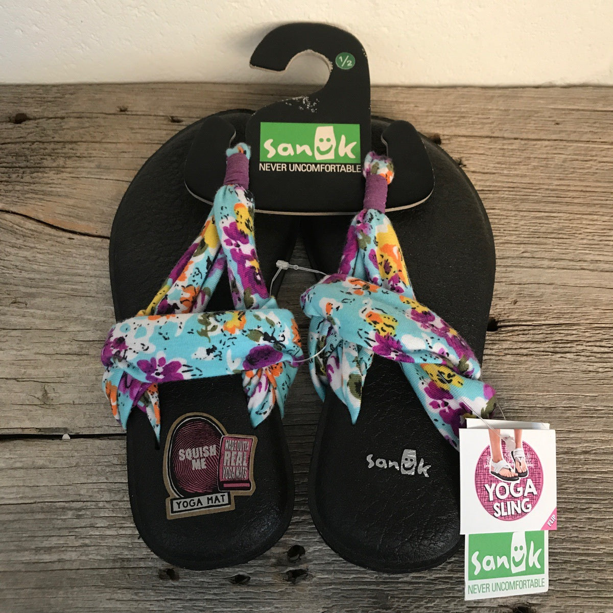 Sanuks YOGA SLING Women's Comfortable Slip-On Sandals - White & Purple Pattern Yoga Shoes for Girls, Perfect for Beach, Yoga, and Casual Wear