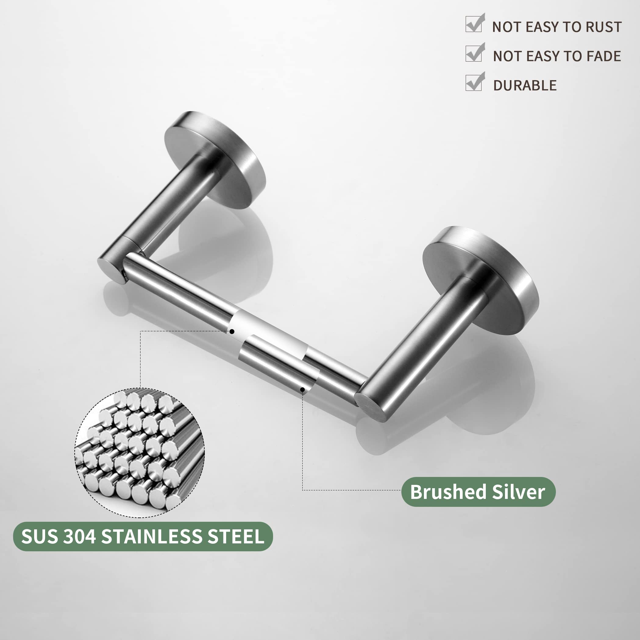WEIKO Brushed Nickel Toilet Paper Holder & Towel Ring Set - Stainless Steel Wall Mounted Bathroom Accessories (2-Piece) - Perfect for Modern Bathrooms, Powder Rooms & Guest Baths