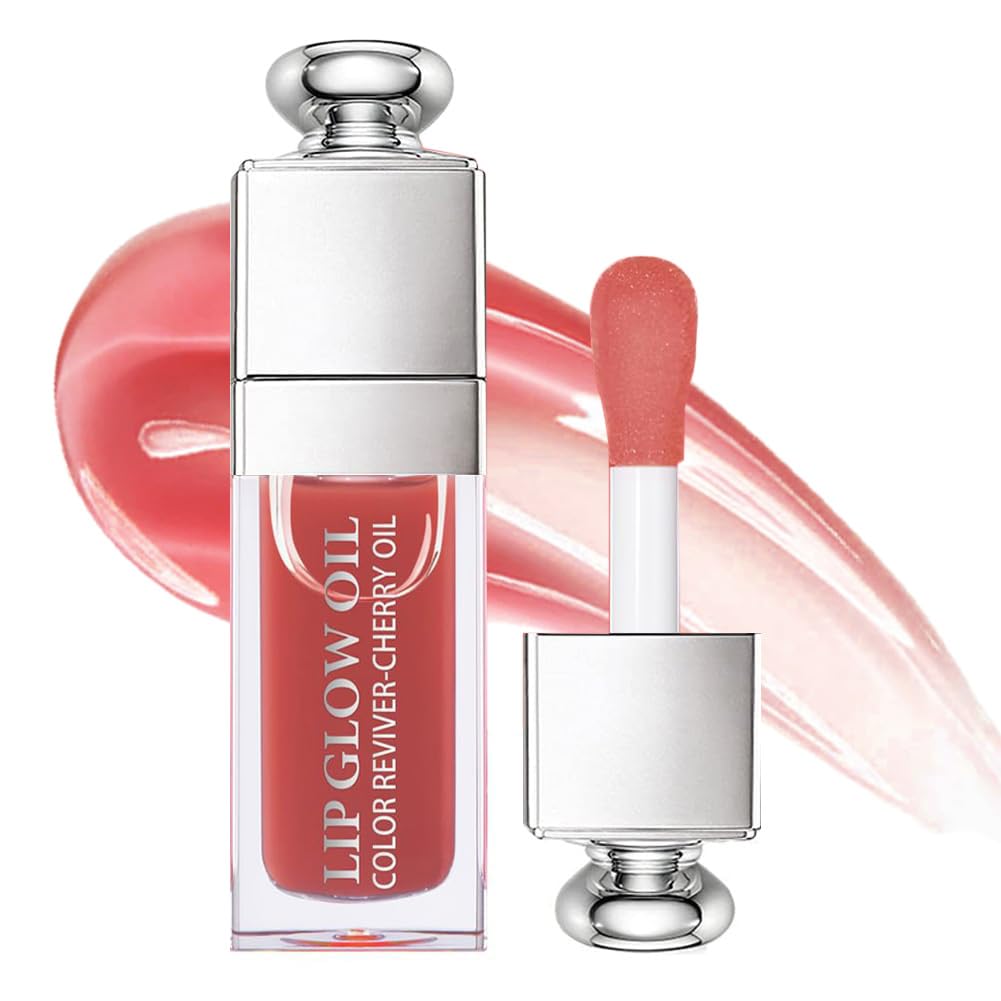 GECOMO Moisturizing Lip Oil - Non-Sticky Lip Gloss & Hydrating Lip Balm for Dry Lips | Fruit Flavored Lip Care with Vitamin E | Perfect for Daily Use, Night Treatment & Makeup Prep (012#ROSEWOOD, 0.2oz)
