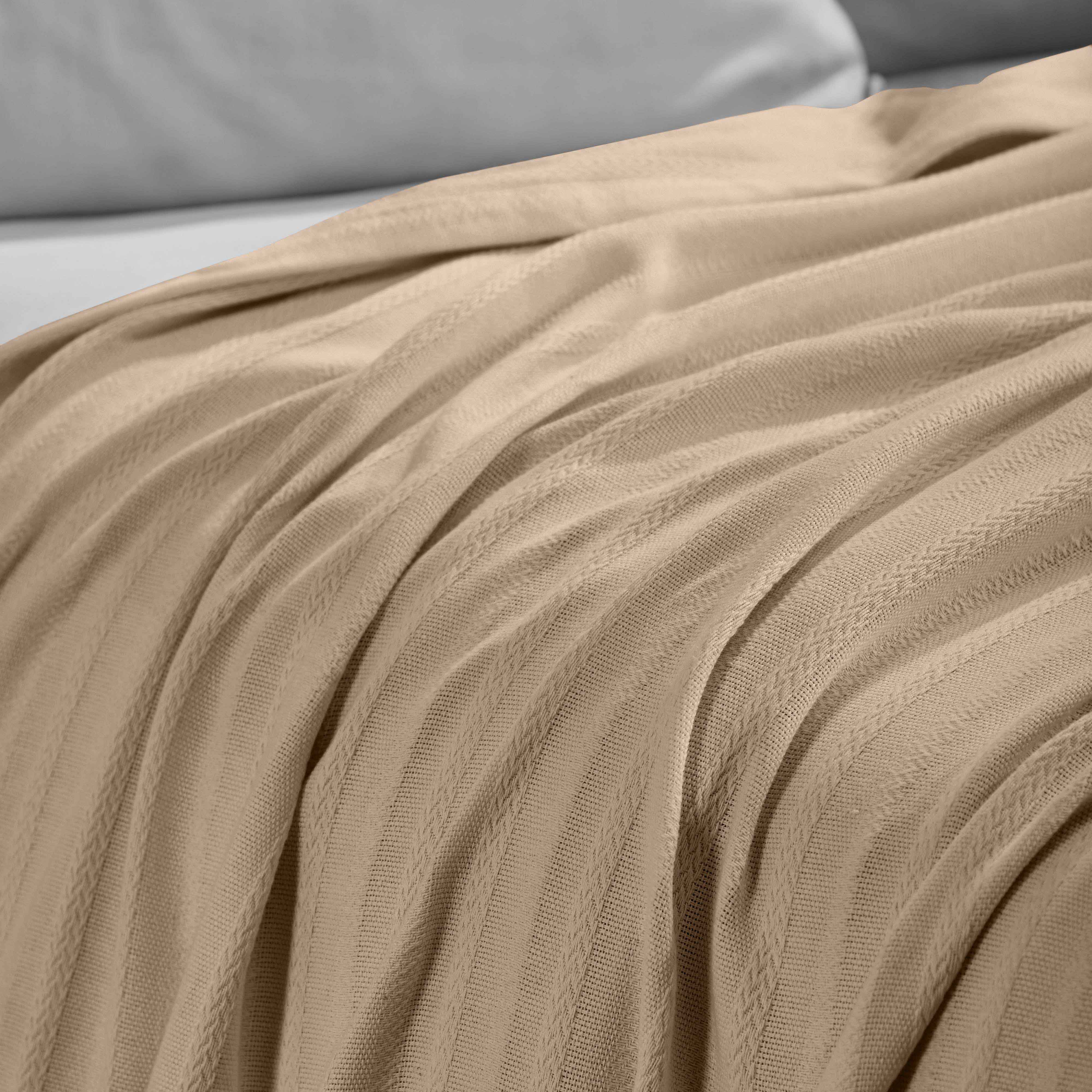 Soft Clara Cotton Textured Striped Lightweight Woven Blanket - Perfect for Sofa, Bed & Outdoor Picnics