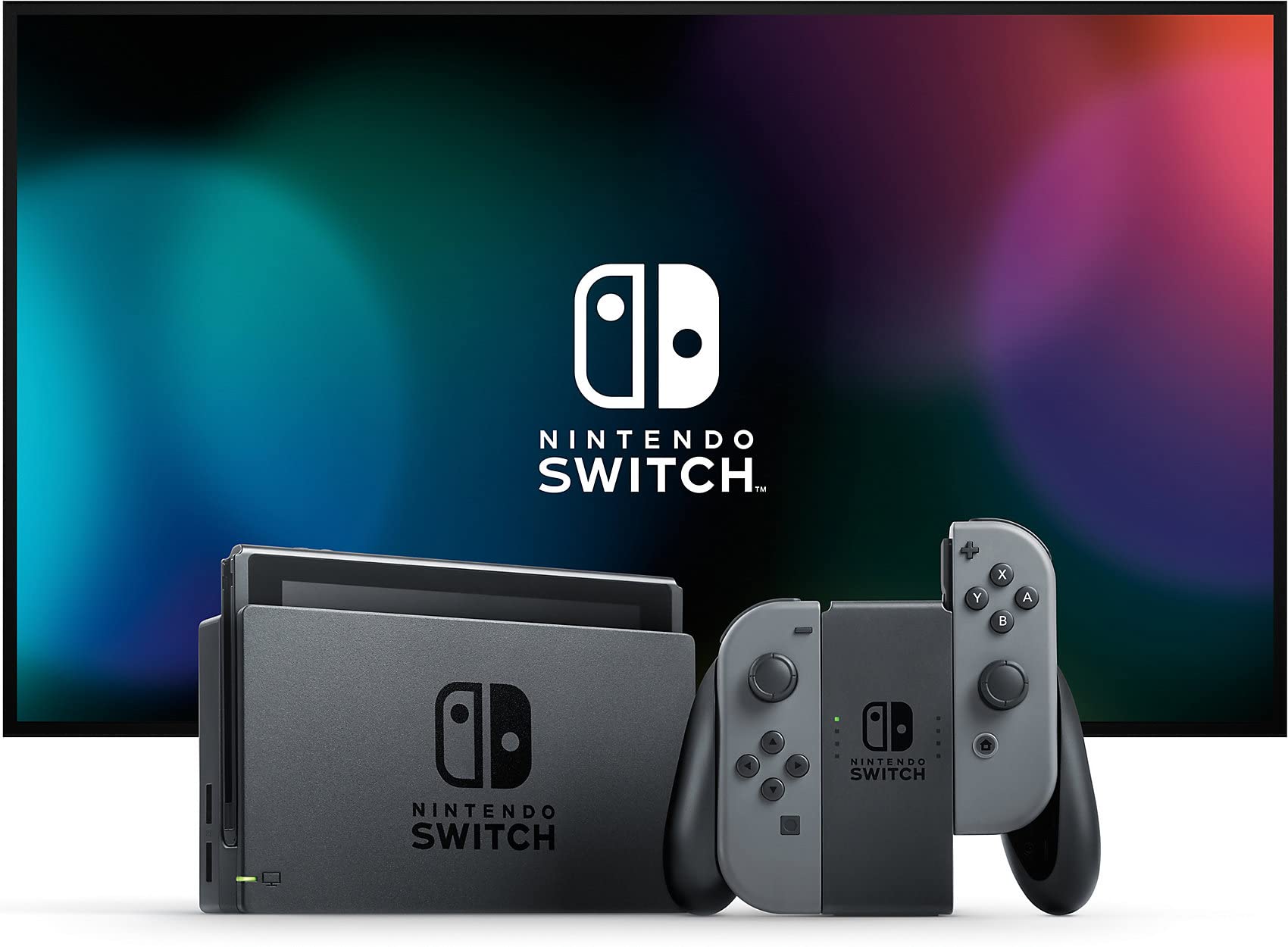 Nintendo Switch Console with Joy-Con (Gray) - Portable Gaming System for Home & Travel, Multiplayer Fun with Family & Friends