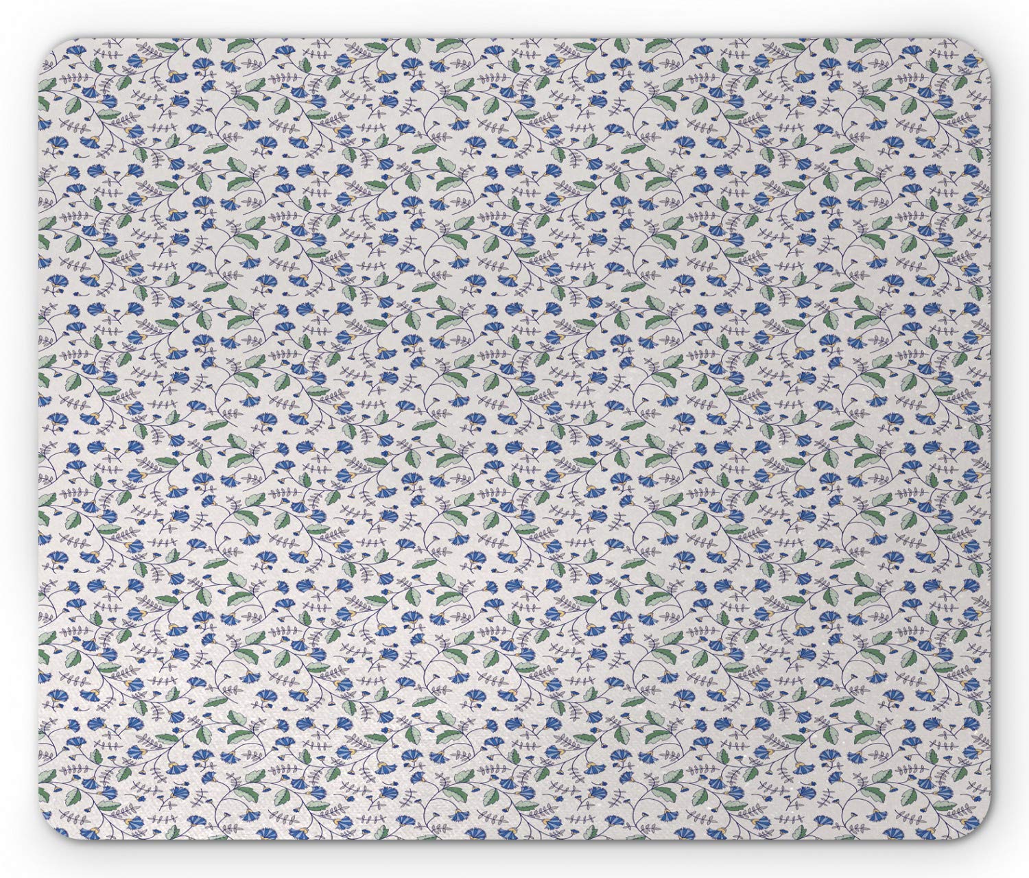 Ambesonne Floral Mouse Pad - Blue Cornflowers & Leaves Vintage Design, Non-Slip Rubber Base, Standard Size Rectangle Mousepad | Perfect for Office, Gaming & Home Computer Setup