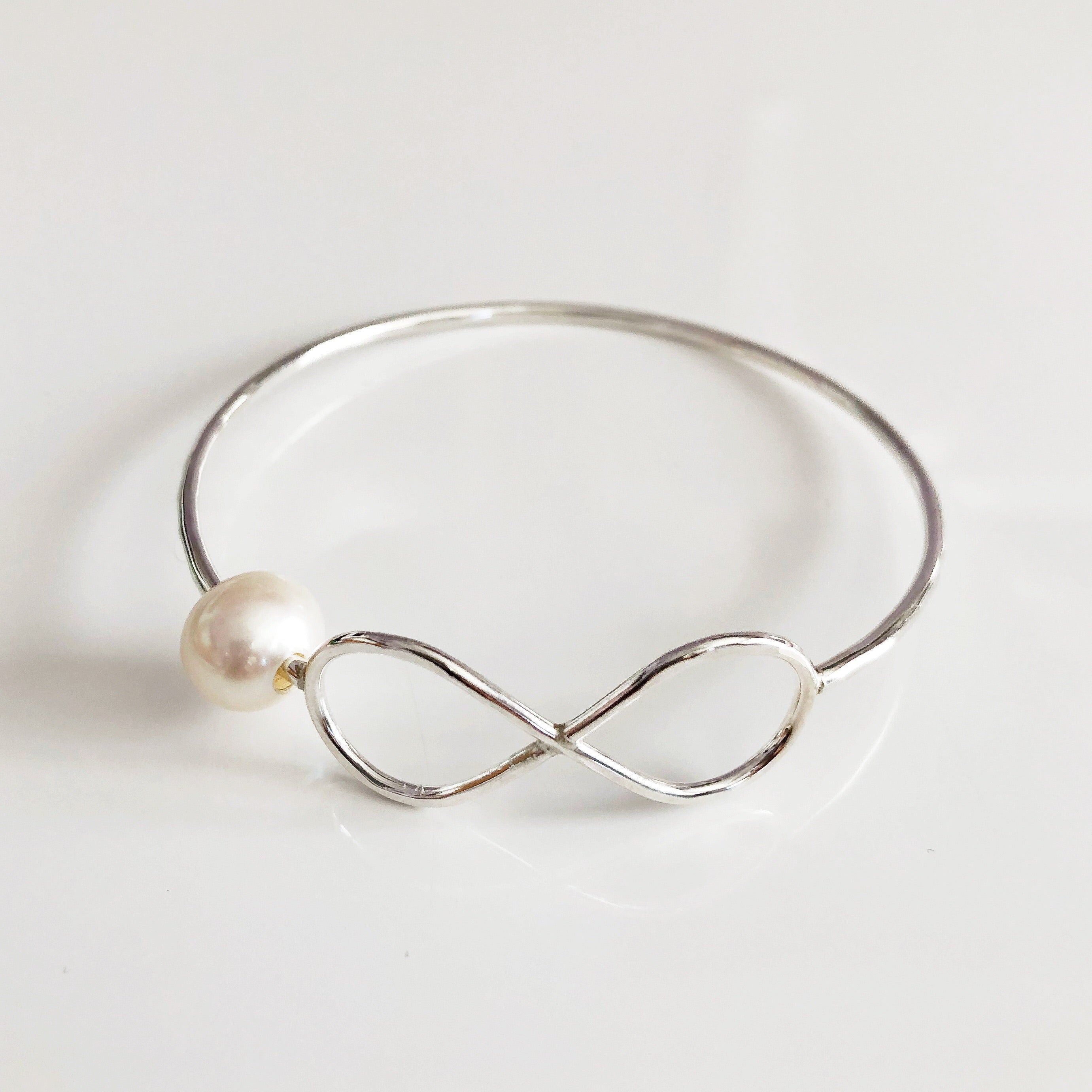 HALIA White Freshwater Pearl Bangle Bracelet (B211) - Elegant Jewelry for Women, Perfect for Weddings, Parties & Special Occasions