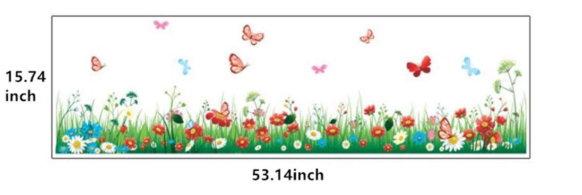 Reusable Flower Window Clings - Wild Grass with Butterflies & Insects Border Decal for Spring Home Decor | Glass Door & Window Stickers (2-Pack) | Perfect for Living Room, Bedroom, Kitchen & Office Decor