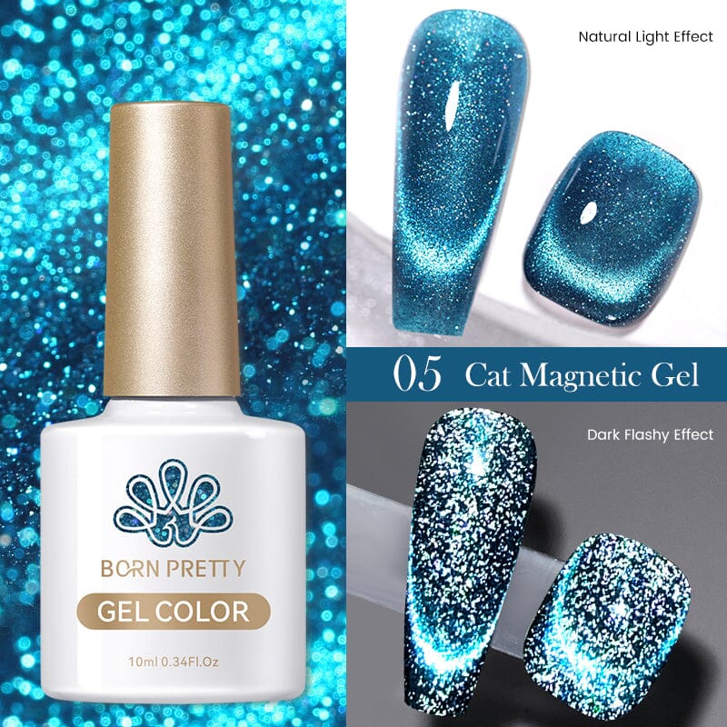 Blue Reflective Cat Magnetic Gel RCM05 - 10ml Nail Polish for Pets - Safe & Shiny Paw Protection for Night Walks & Outdoor Adventures