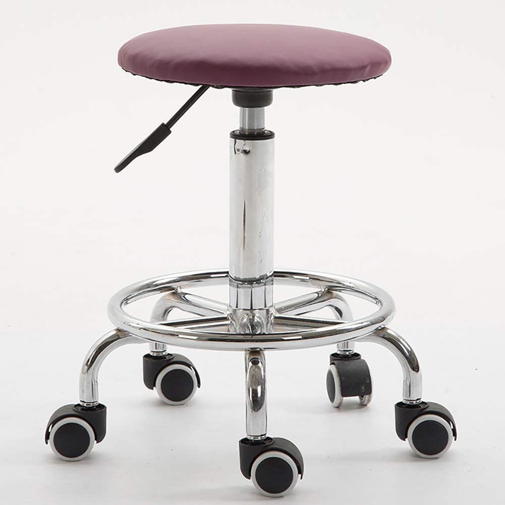 Heavy Duty Adjustable Hydraulic Rolling Stool with Wheels - Swivel Round Seat for Comfort - Ideal for Workshops, Salons, and Industrial Use (Color: A)