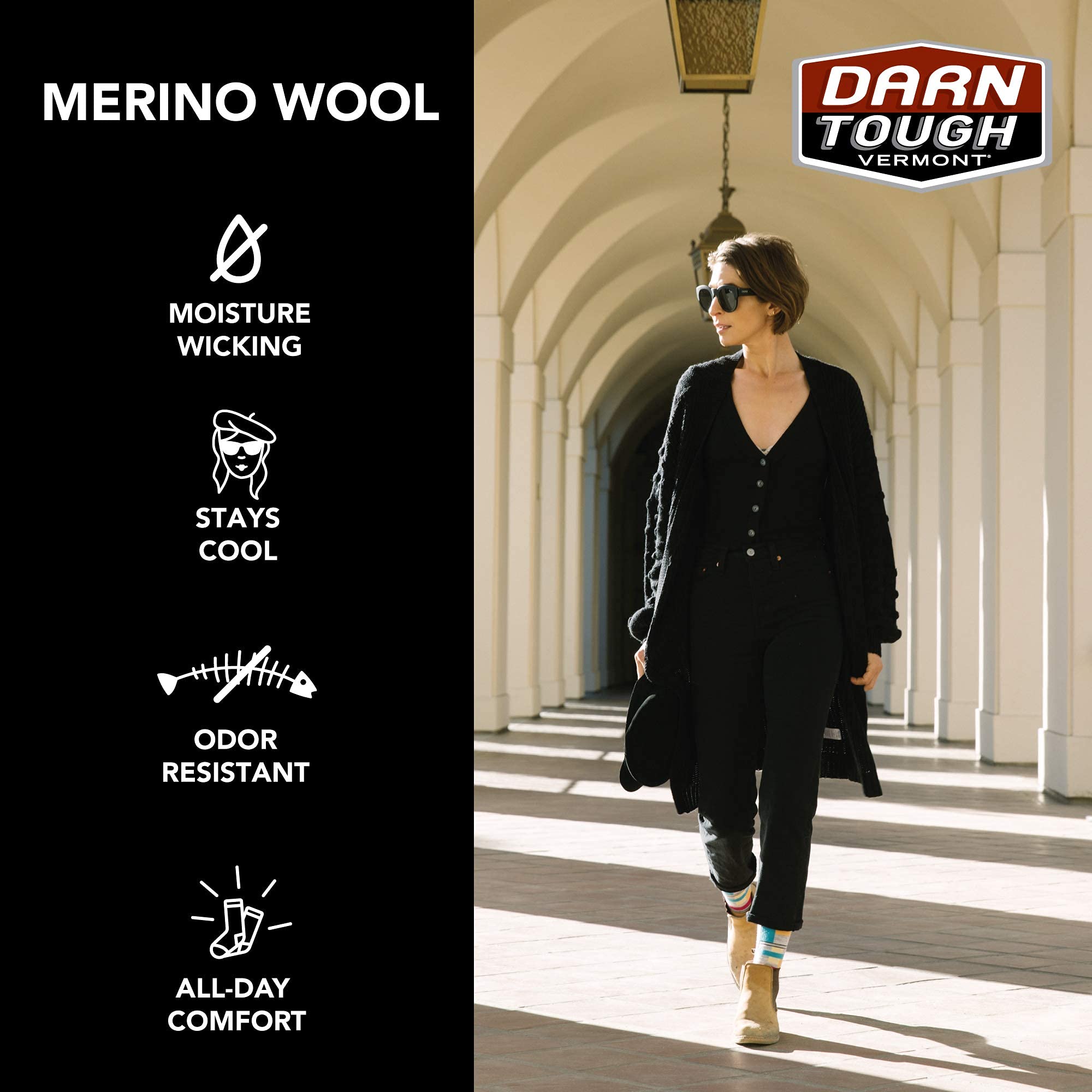 Darn Tough Vermont Animal Haus Crew Lightweight Women's Merino Wool Socks - Style 6037 - Soft, Breathable & Durable Hiking, Running & Everyday Wear Socks for Women
