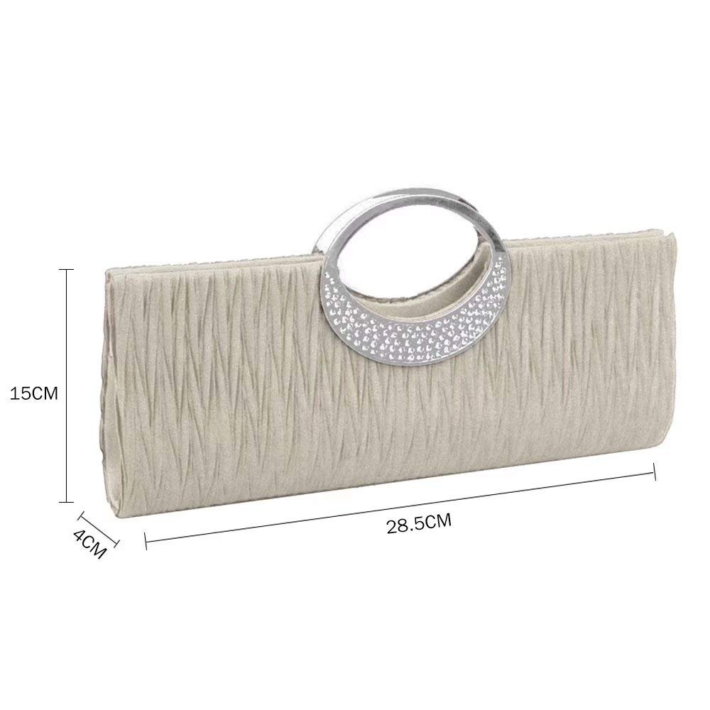 Sparkly Rhinestone Satin Pleated Clutch Purse for Women - Elegant Evening Bag for Wedding, Prom, Party & Special Occasions | Perfect Bridal Accessory & Formal Event Handbag