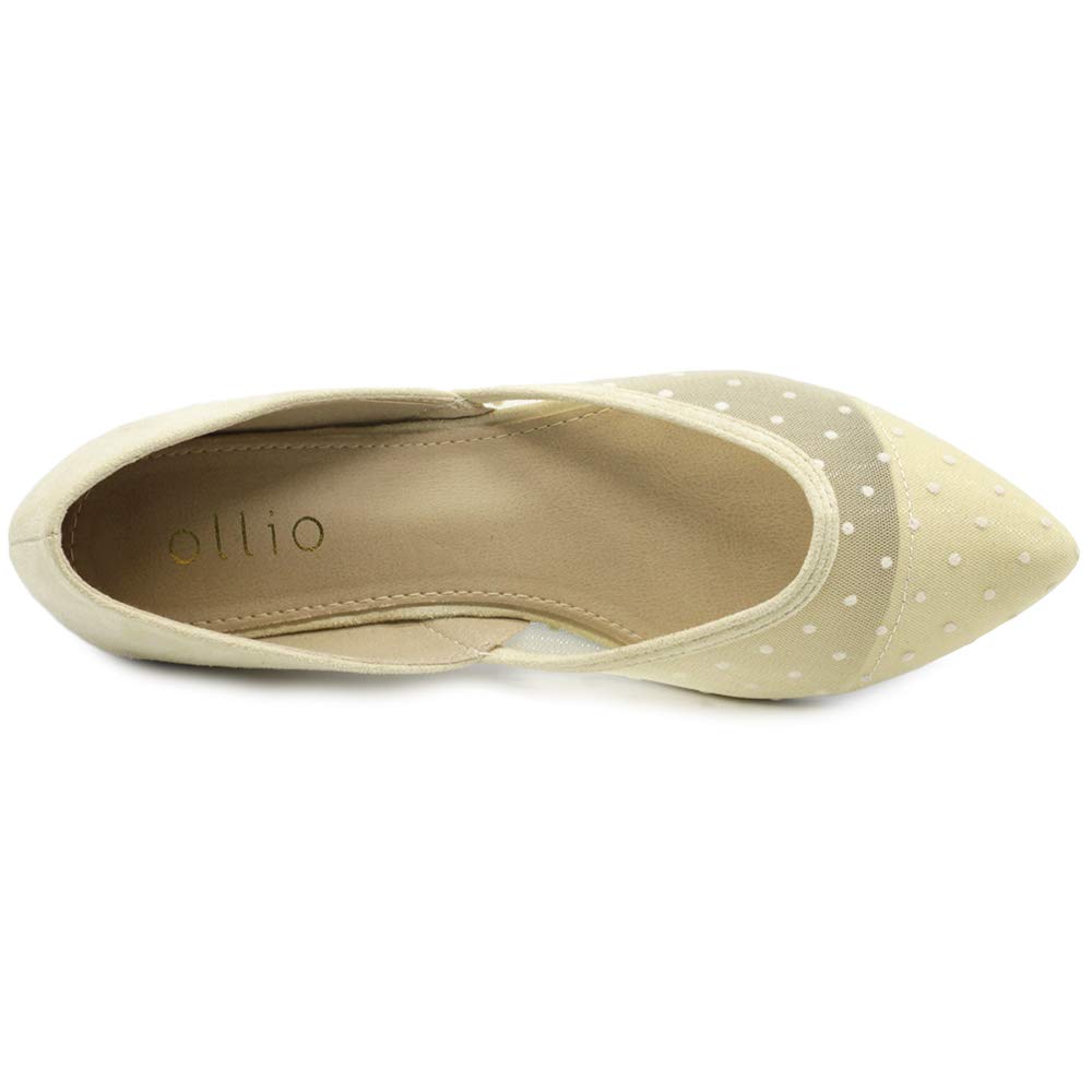 Ollio Women's Ballet Flats - Faux Suede Floral Lace Pointed Toe Shoes with Breathable Mesh for Comfort | Perfect for Work, Weddings & Casual Outfits