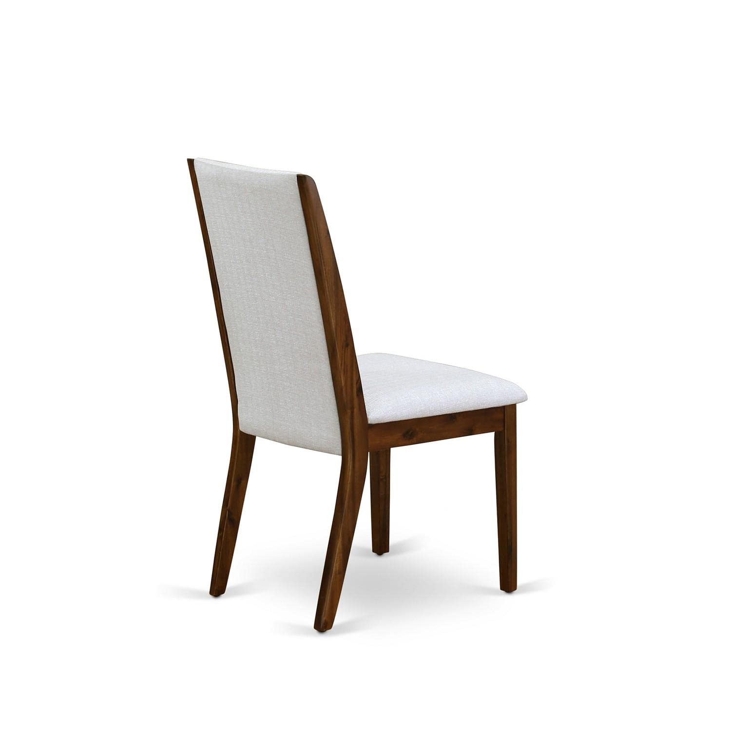 East West Furniture LAP8T05 Lancy Parson Dining Room Chairs - Set of 2 Grey Linen Upholstered Chairs with Walnut Legs for Elegant Dining Room & Kitchen Decor